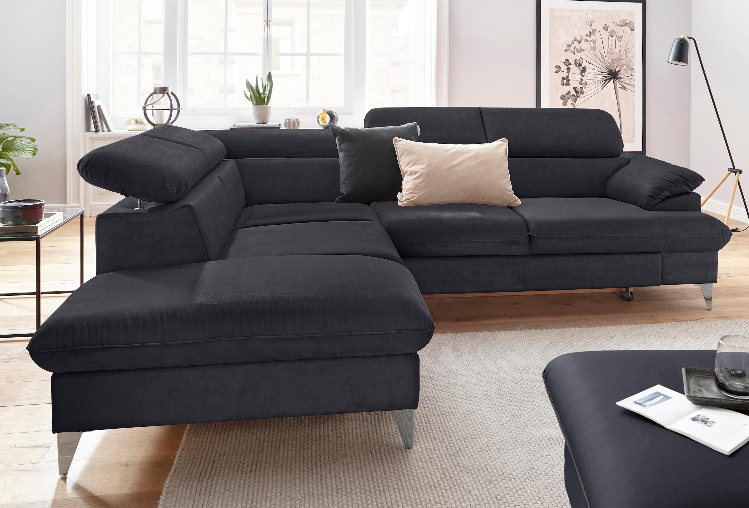 COTTA Ecksofa »Caluso L-Form«, mit Kopfteilverstellung, wahlweise mit Bettfunktion & Bettkasten