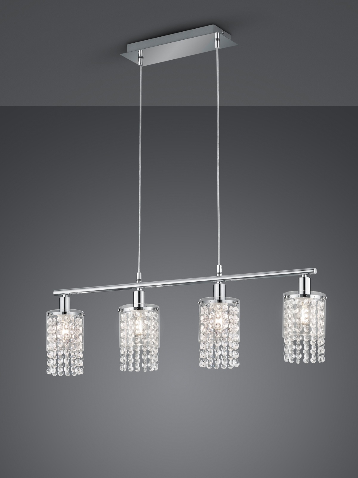 REALITY Leuchten Pendelleuchte »Posh«, 4 flammig, Leuchtmittel E14 | Leuchtmittel wechselbar, 4-flammige E14-Hängelampe, höhenverstellbar, Glasschirm u. Acrylbehang