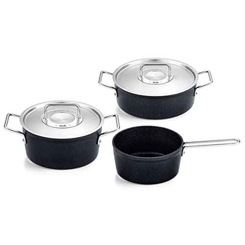 Topf-Set »Adamant « Set, Kochtopf 20 + Bratentopf 24 + Stielkasserolle 18cm oD, 3 Stk. tlg. Aluminium schwarz
