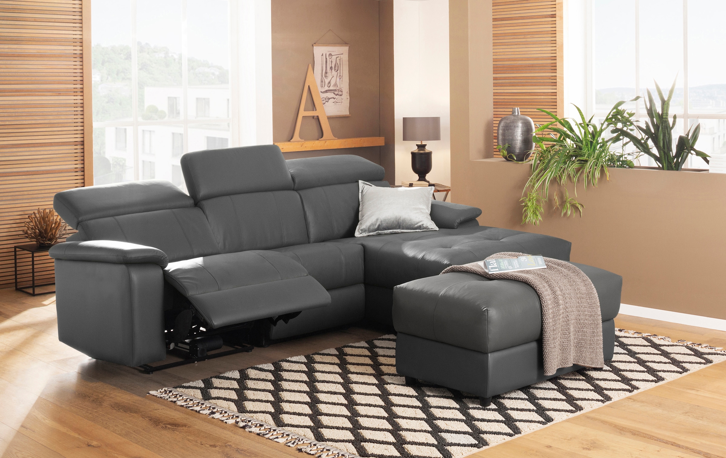 Home affaire Ecksofa »Binado, L-Form,«, mit manueller oder elektrischer Relaxfunktion mit USB-Anschluss