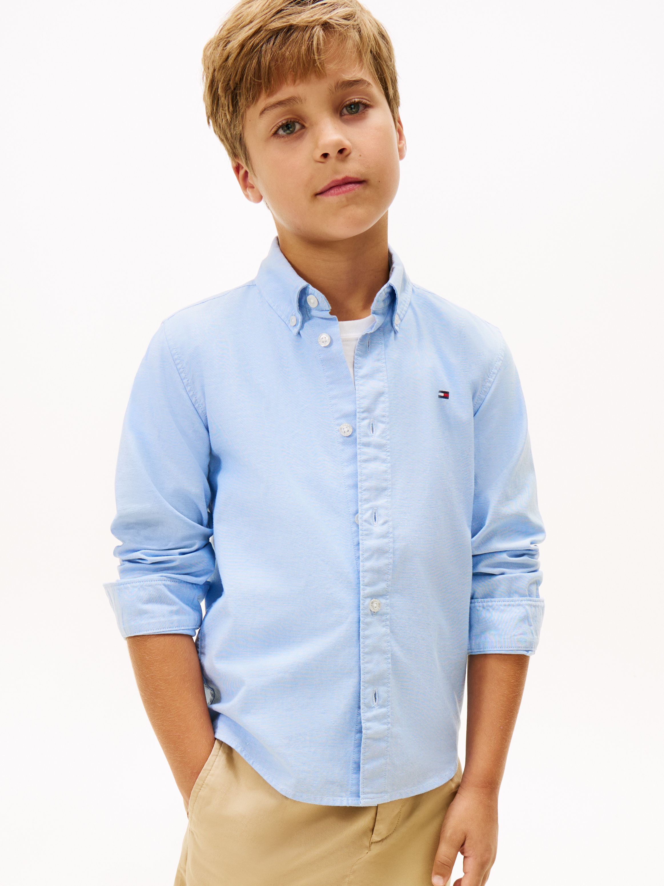 Tommy Hilfiger Langarmhemd »FLAG OXFORD SHIRT LS« mit Logostickerei