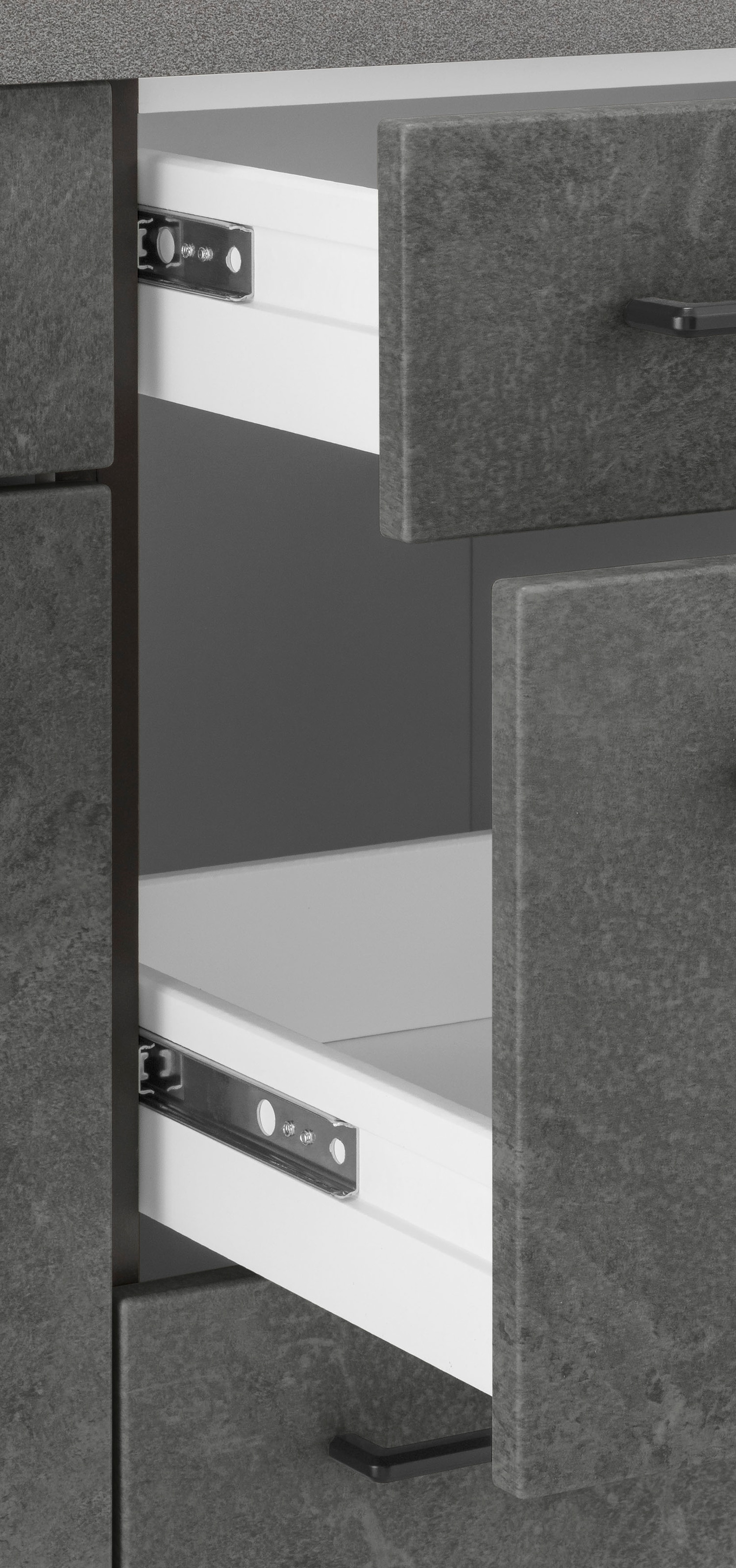 KOCHSTATION Küchenzeile »KS-Tulsa«, mit E-Geräten, Breite 320 cm, schwarze Metallgriffe, MDF Fronten