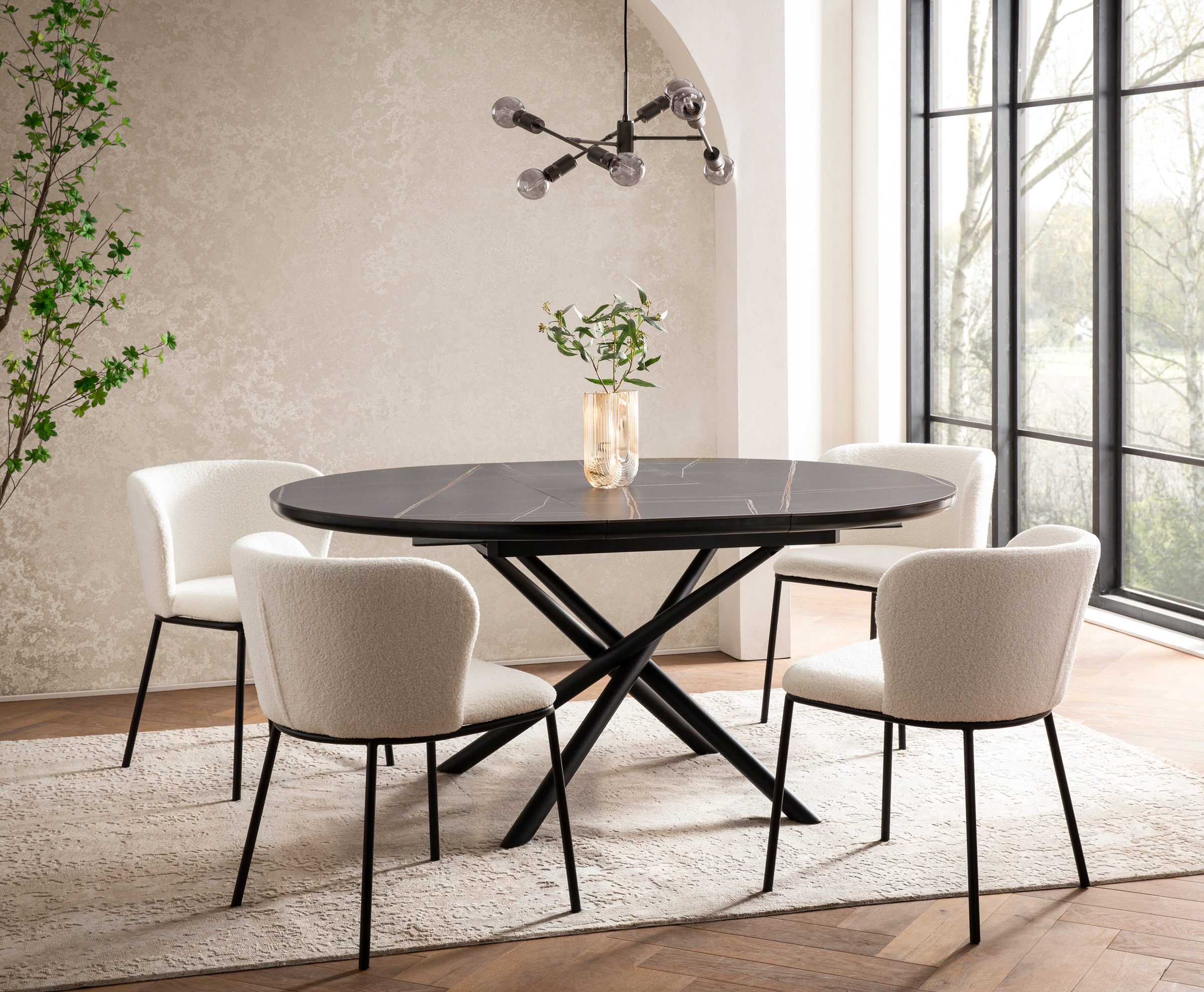SalesFever Esstisch »Stuttgart«, rund, Keramik, ausziehbar auf 120 - 160 cm günstig online kaufen