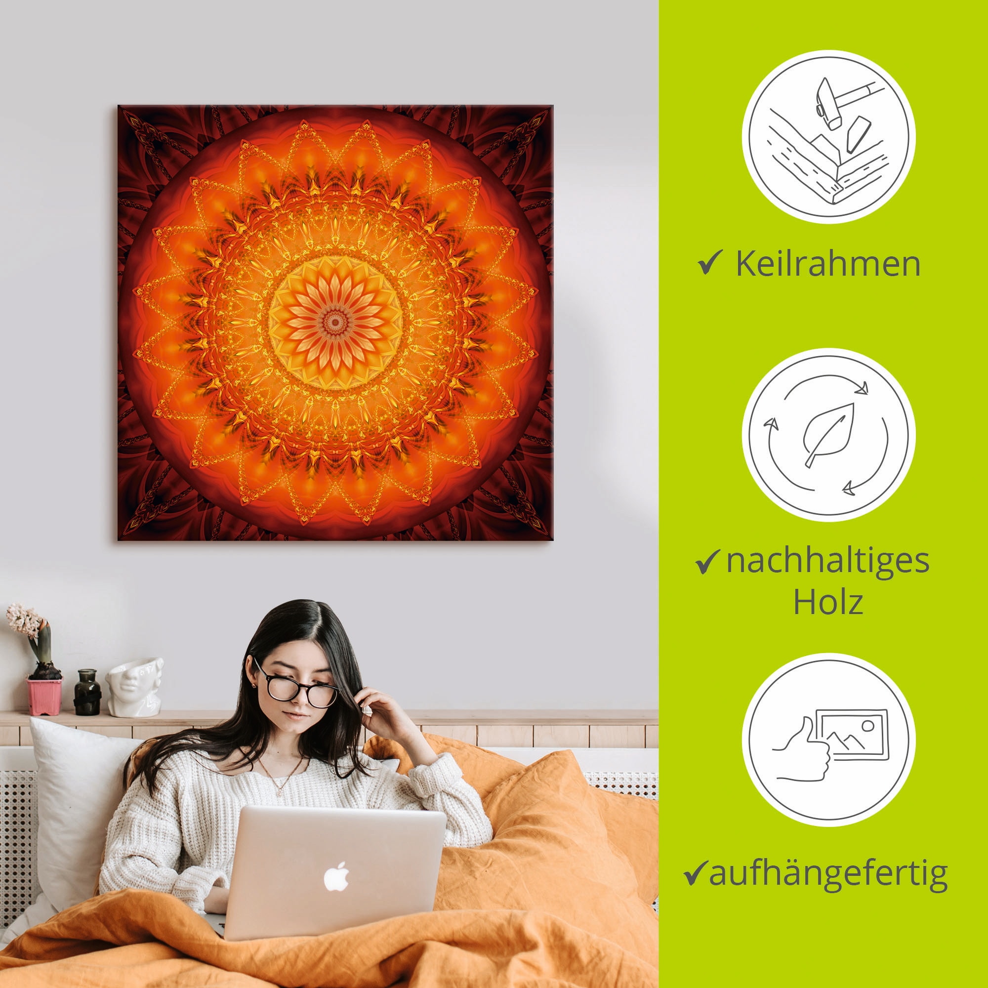Artland Wandbild »Mandala Energie 1«, Muster, (1 St.), als Leinwandbild, Poster, Wandaufkleber in verschied. Größen