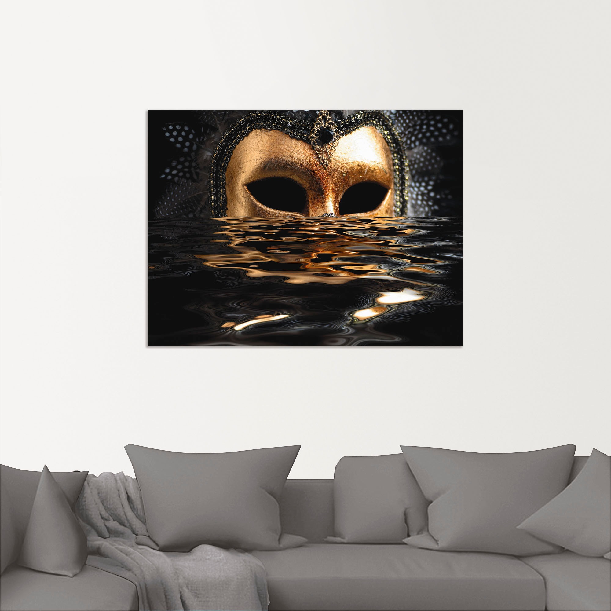 Artland Wandbild »Venezianische Maske mit Blattgold«, Karneval, (1 St.), als Alubild, Outdoorbild, Leinwandbild, Poster, Wandaufkleber