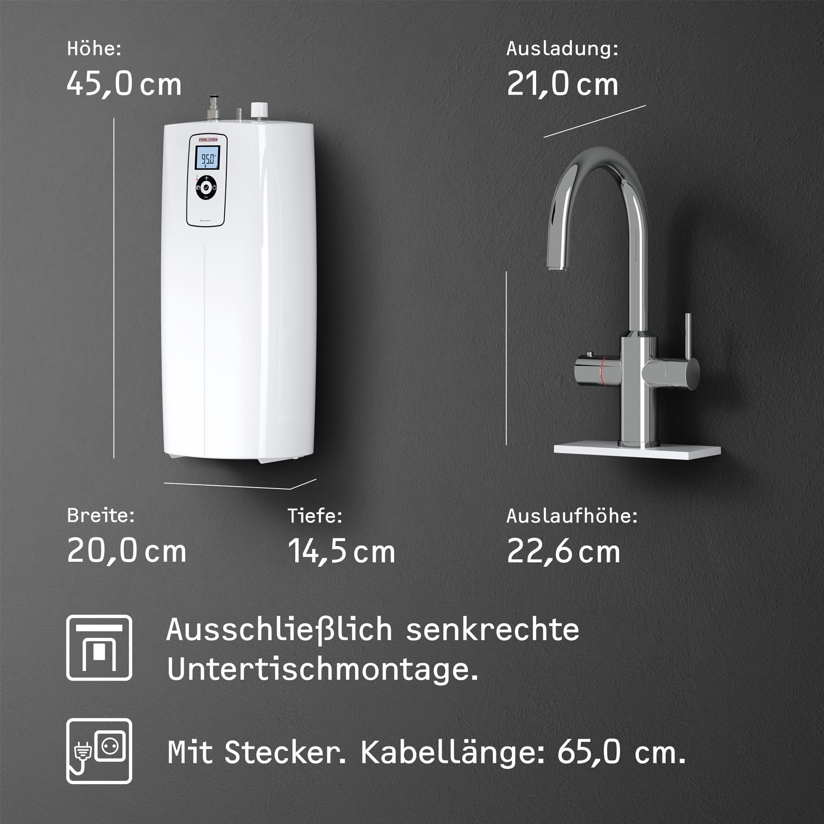 STIEBEL ELTRON Untertisch-Trinkwassersystem »Kochendwassergerät HOT 2.6 N Premium + 3in1 b gebürstet«, Set mit Heißwassergerät und speziellem Wasserhahn für die Küche