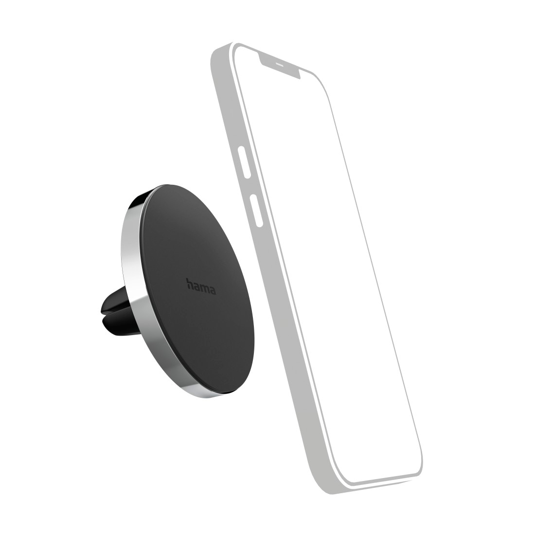 Hama Smartphone-Halterung »Handyhalterung Auto Magnet, für Lüftung, schwarz silberfarben, robust«, iPhone 15 14 13 12, 15 14 Plus, 15 14 13 12 Pro/ Pro Max, 13 12 mini
