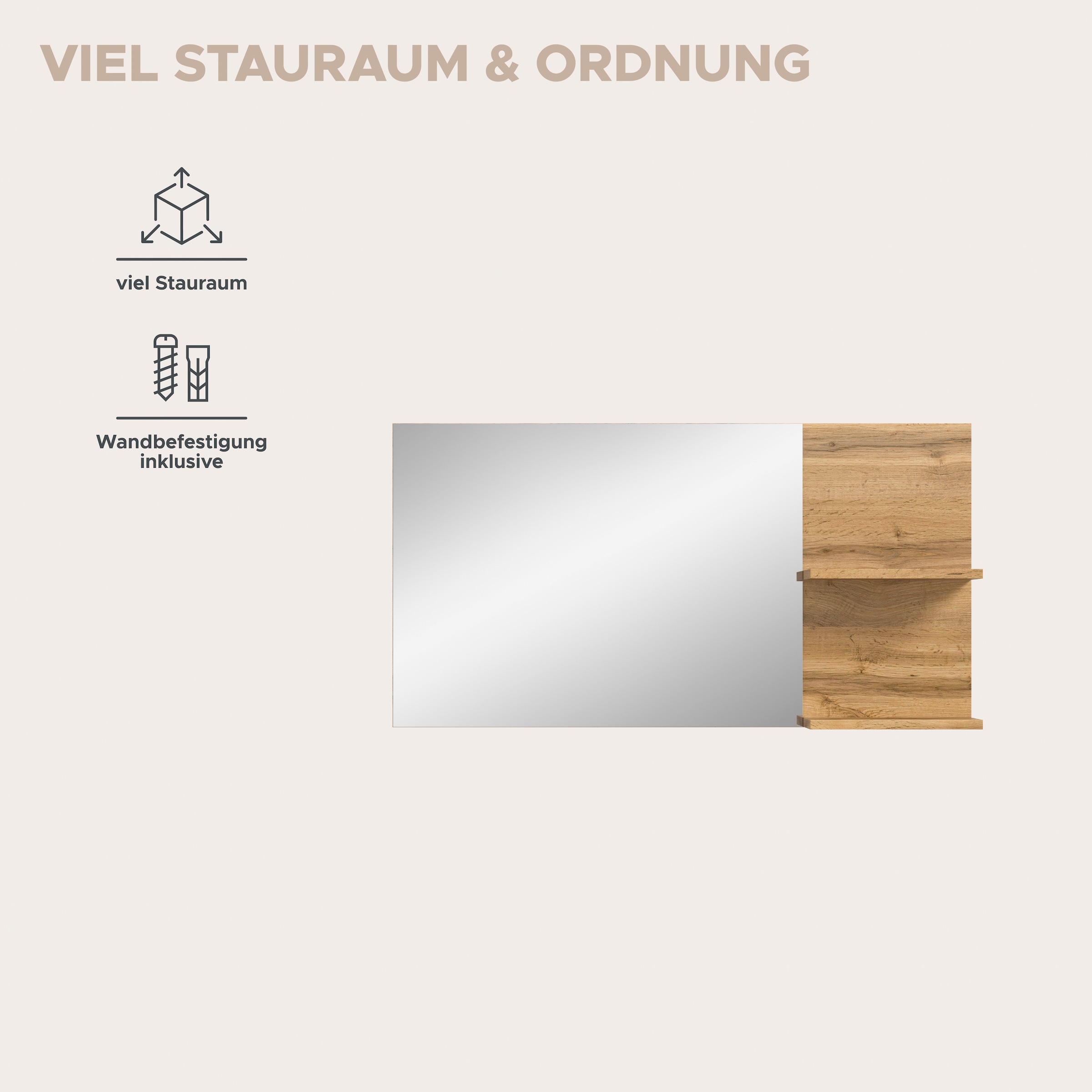 OTTO home Garderobenspiegel »MAMBO, TOPSELLER!, 2 Ablageböden, asymetrisch« Spiegel, Flur, Diele, Spiegel mit Ablage