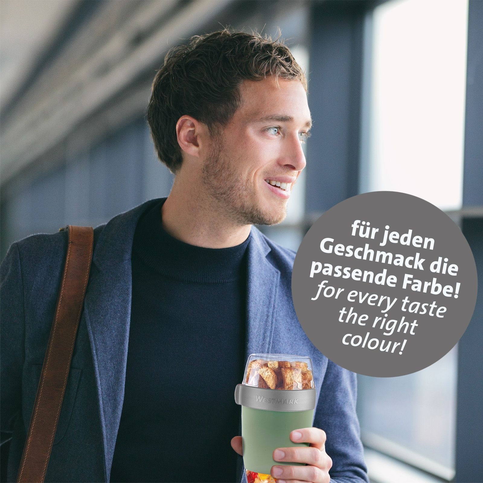 WESTMARK Mehrwegbecher, (1 tlg.), Müsli-, Lunchbehälter, To Go, 200 + 600 + 350 ml, Made in Germany