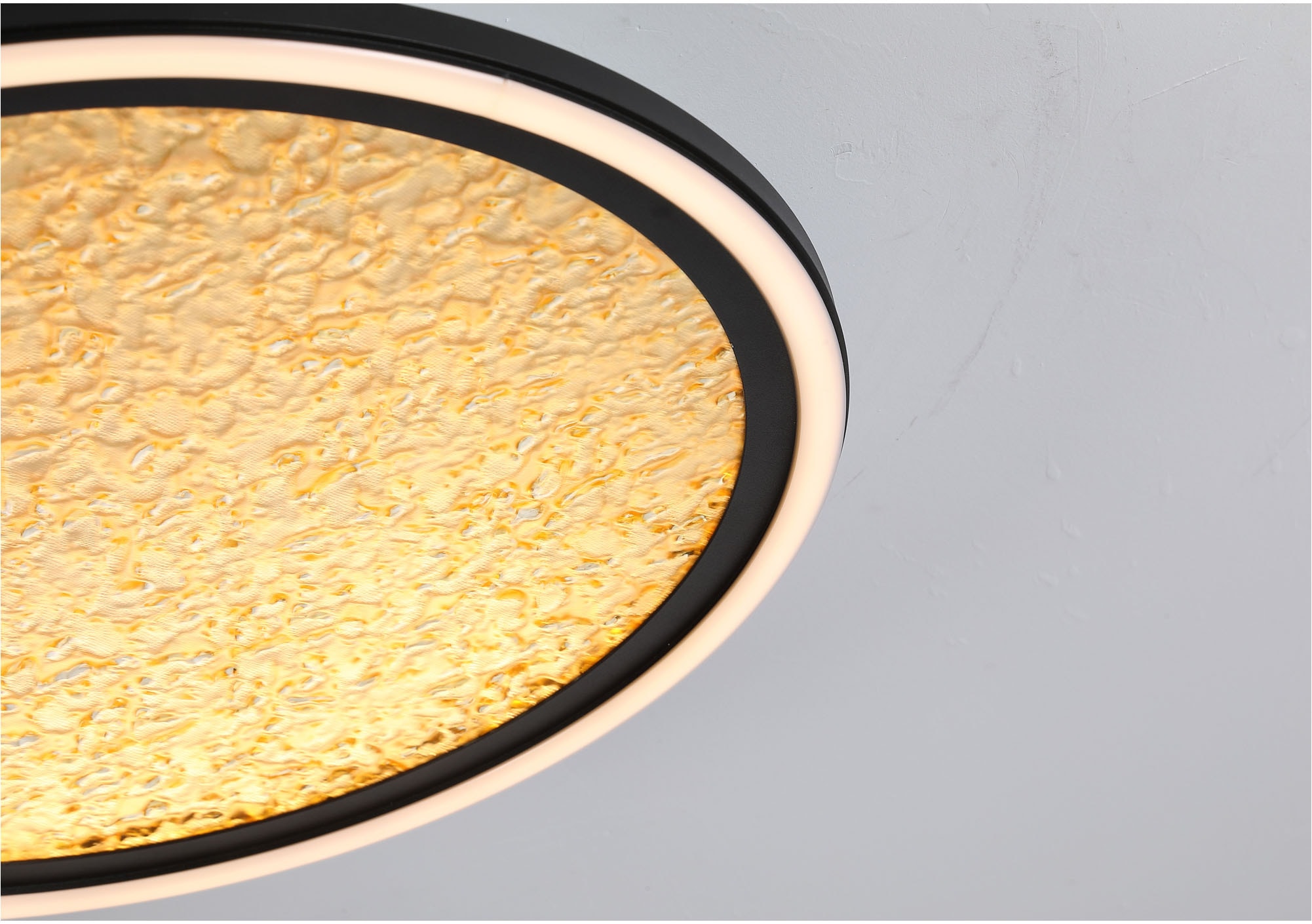 Searchlight Deckenleuchte »Luna LED Flush, Sand Black Metal & Gold Plastic Diffuser« LED-Modul 1 Stk. Warmweiß