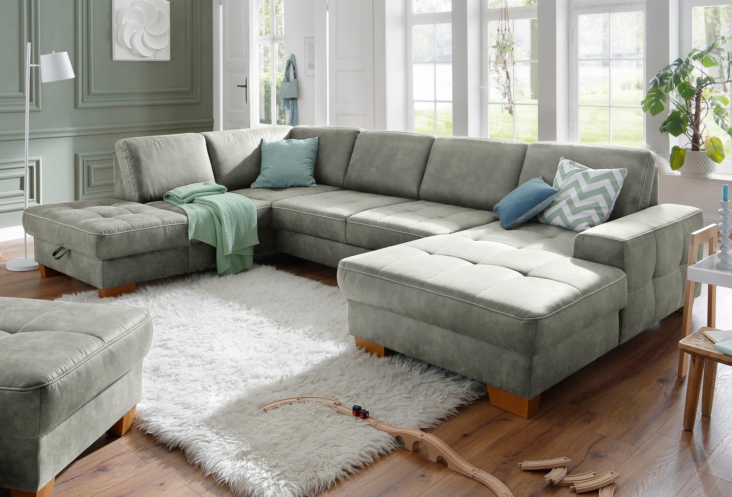 Home affaire Wohnlandschaft »Puccini U-Form« mit Federkern, Sitztiefenverst günstig online kaufen