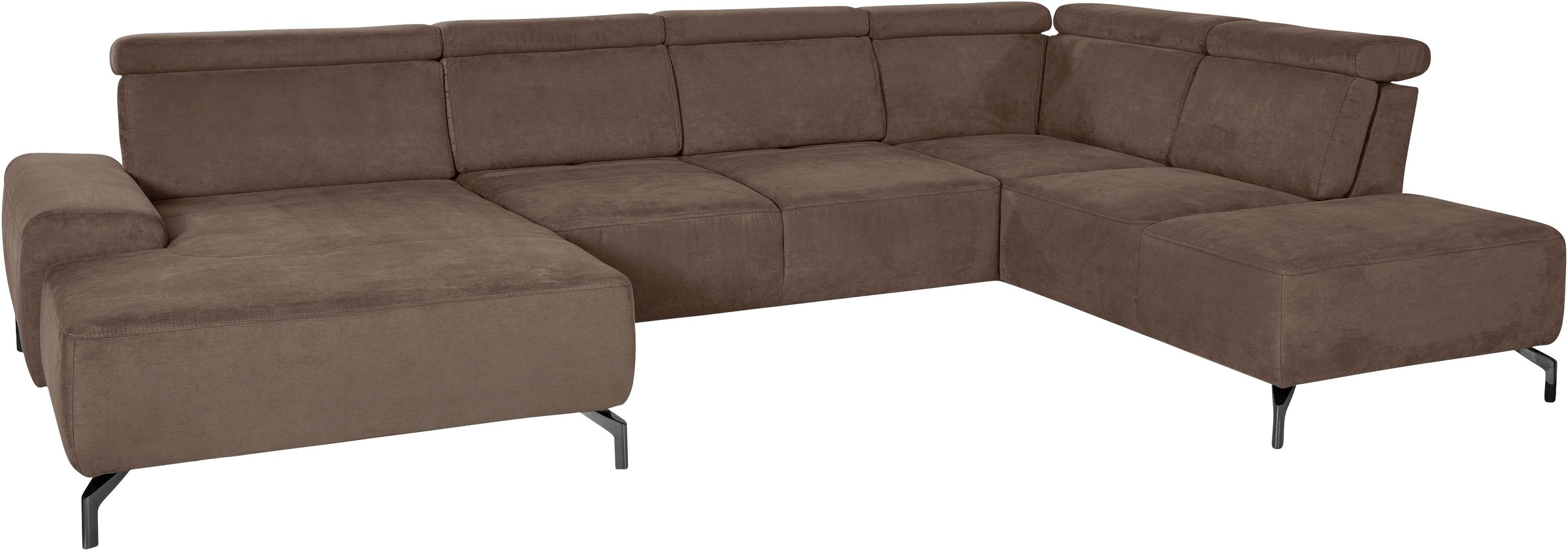 sit&more Wohnlandschaft »Gizeh U-Form«, 15 cm Fußhöhe, inklusive Sitztiefenverstellung und Kopfteilverstellung
