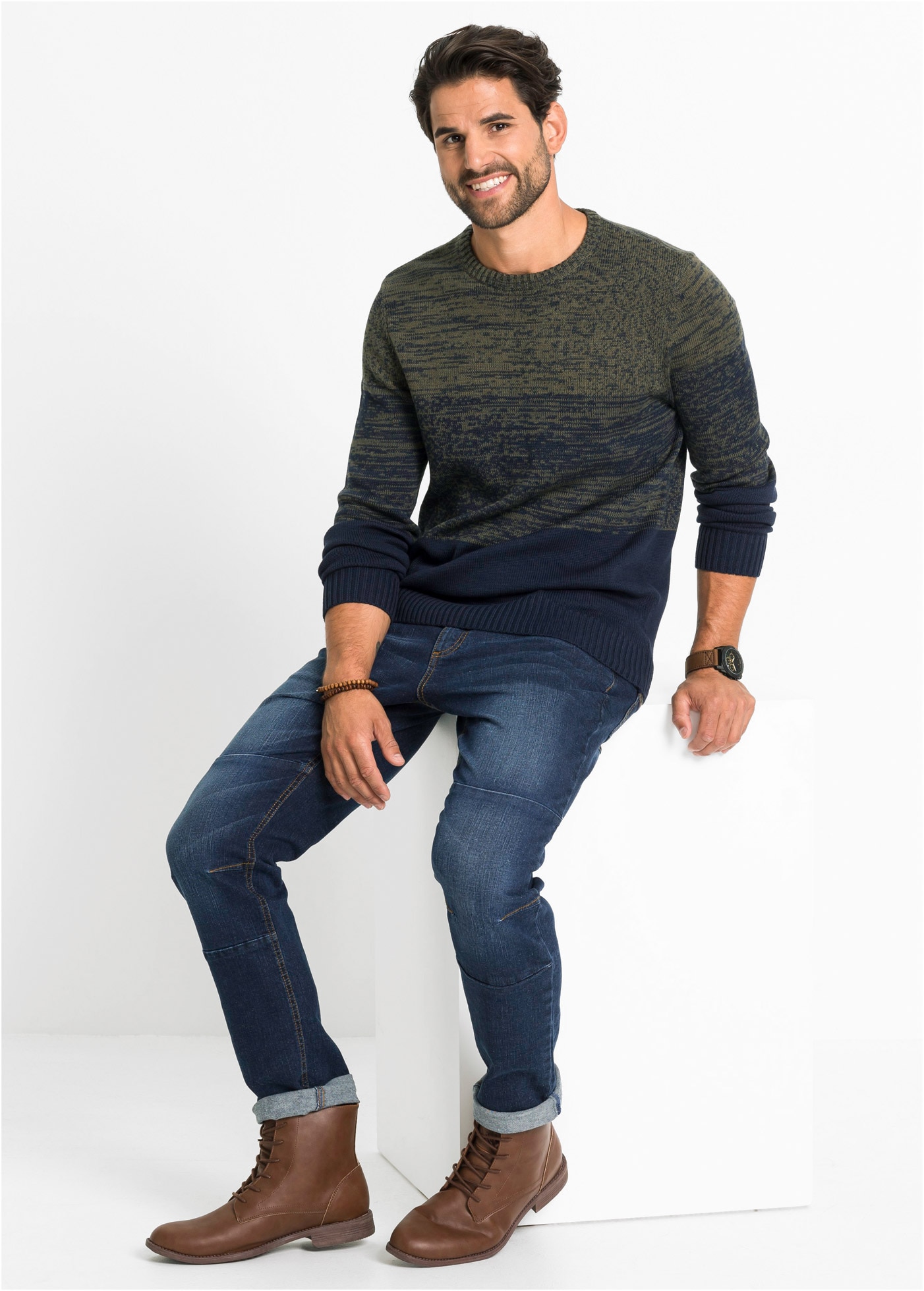 bonprix Strickpullover »Feinstrickpullover mit Komfortschnitt und Baumwolle« Feinstrickpullover mit Komfortschnitt und Baumwolle