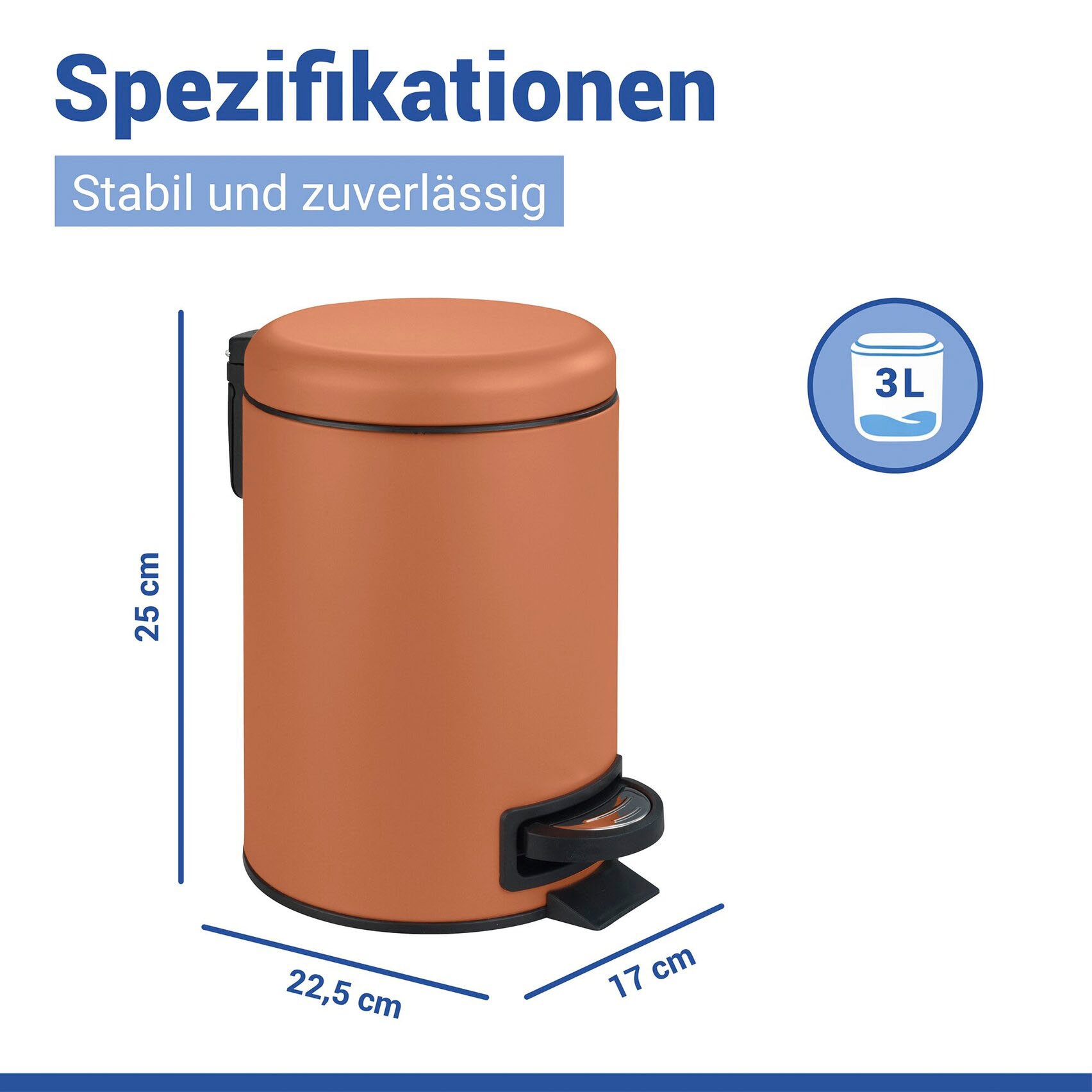 WENKO Kosmetikeimer »Leman« 3 Liter, BxTxH: 17x22,5x25 cm