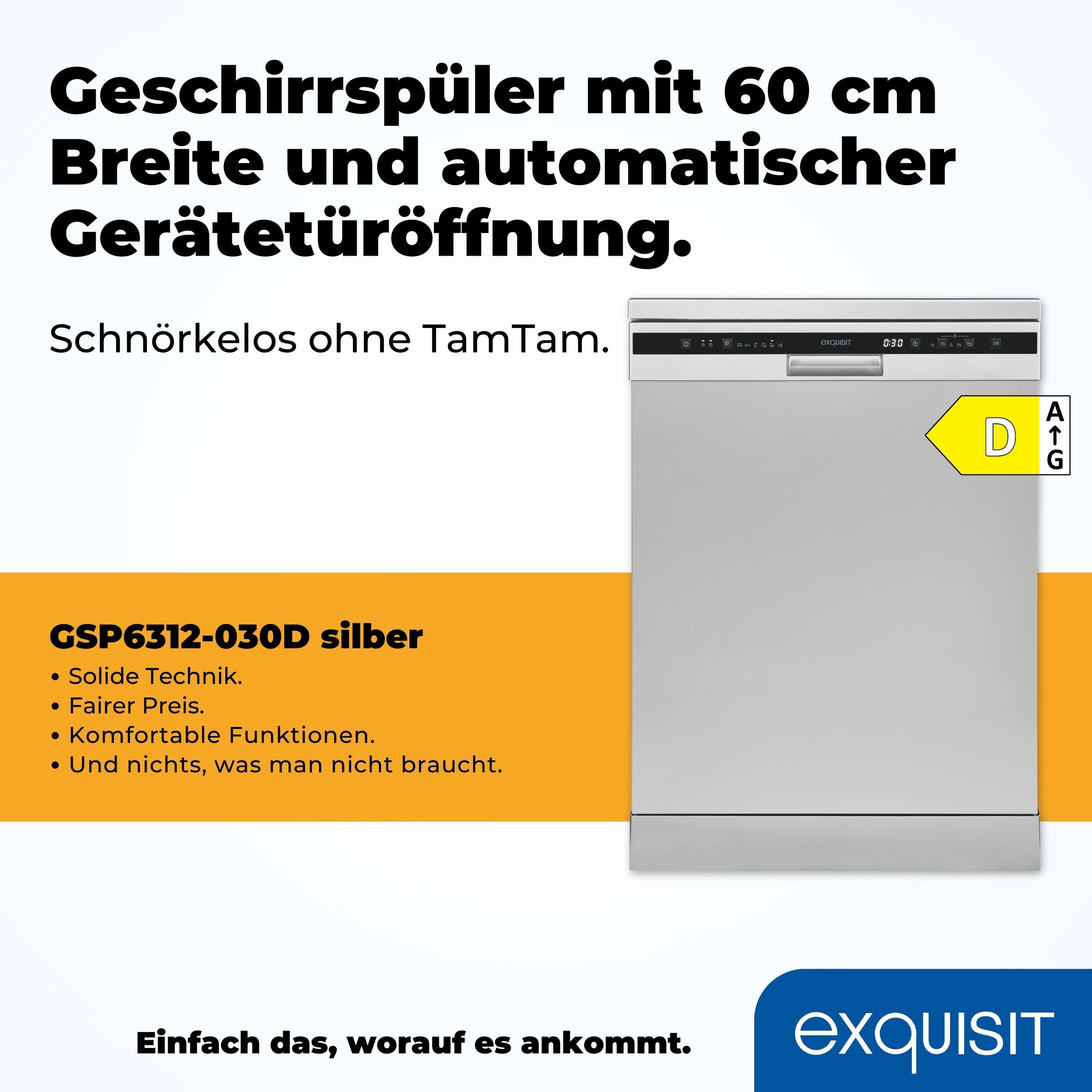 exquisit Standgeschirrspüler »GSP6312-030D silber«, 12 Maßgedecke
