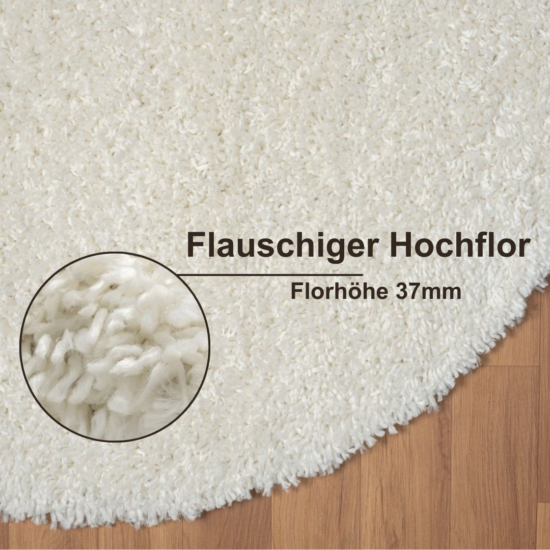 Myflair Möbel & Accessoires Hochflor-Teppich »My Shaggy«, rund, 37 mm Höhe, Shaggy, Uni Farben, leicht glänzend, Microfaser, extra flauschig