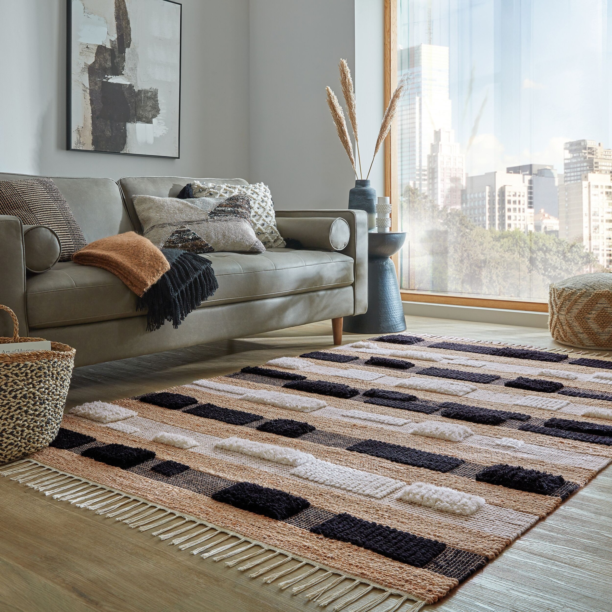 FLAIR RUGS Teppich »MEDINA BLOCKS«, rechteckig, 22 mm Höhe, Jute/-und Wollm günstig online kaufen