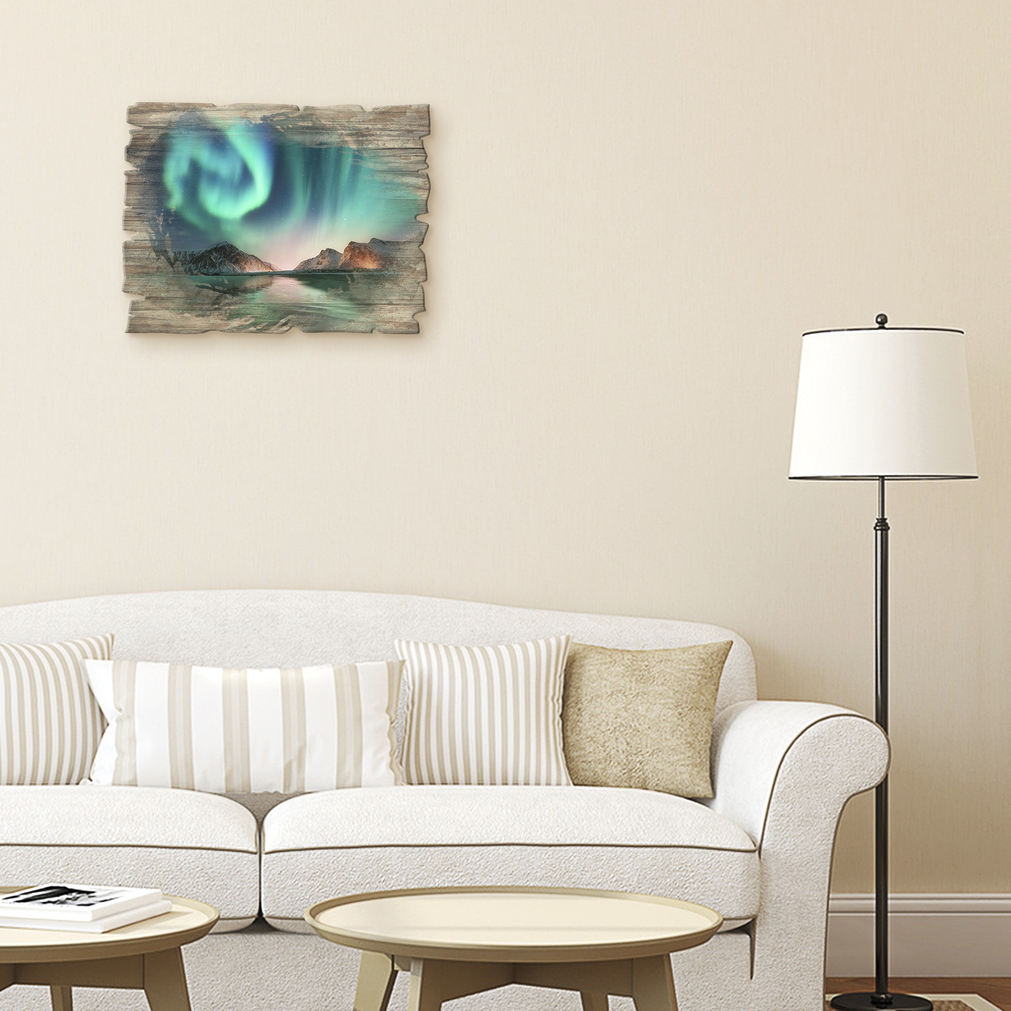 Artland Holzbild »Auroraborialis - Nördliches Polarlicht«, Europa, (1 St.)