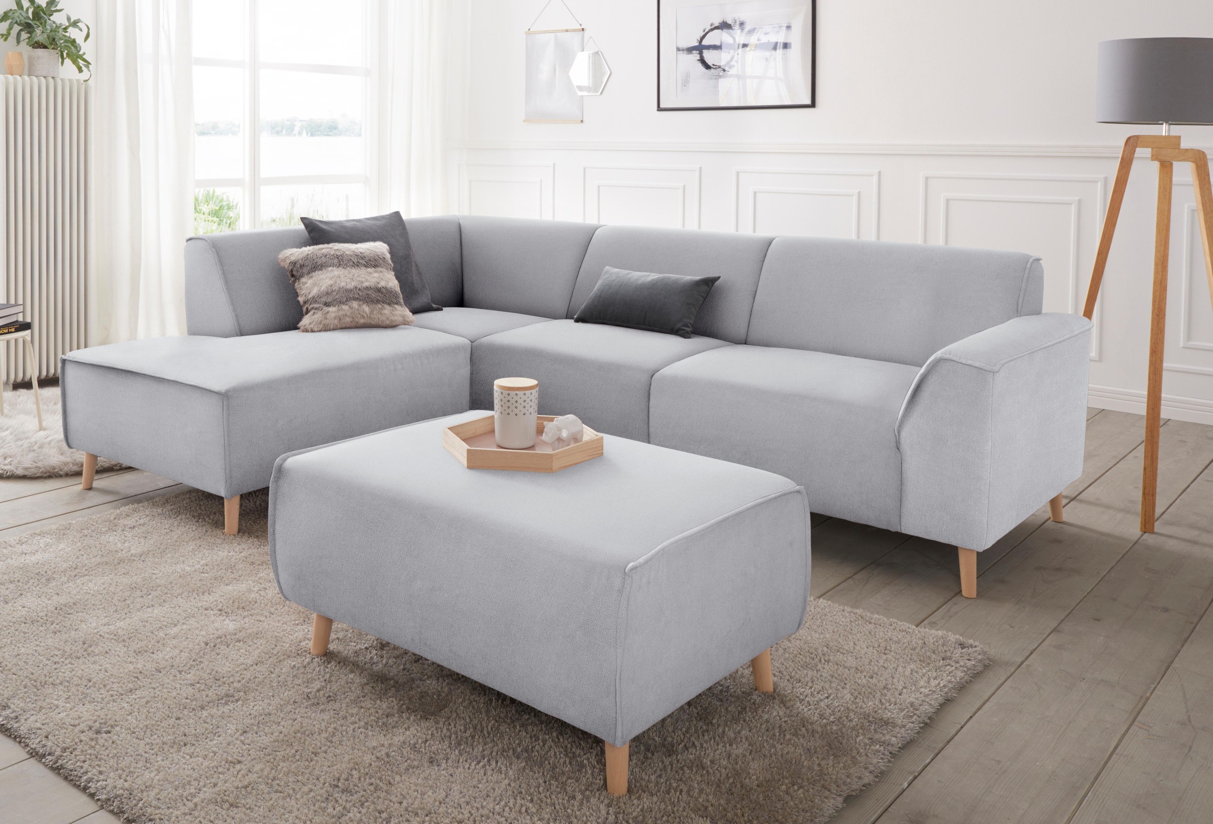 andas Ecksofa »Janek L-Form«, mit Federkern und Keder in scandinavischem Design