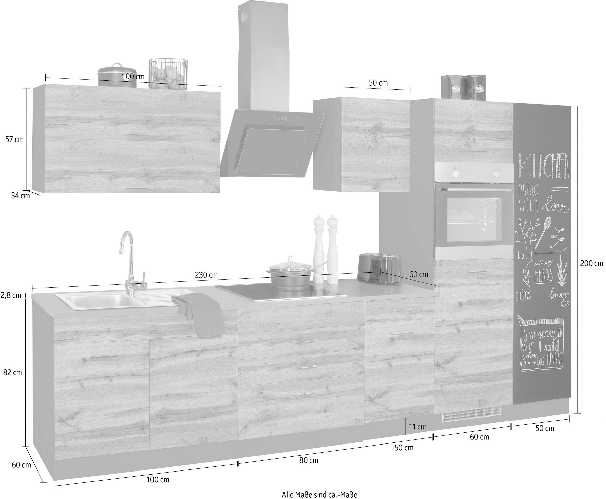 KOCHSTATION Küchenzeile »KS-Trier«, mit E-Geräten, Breite 340 cm