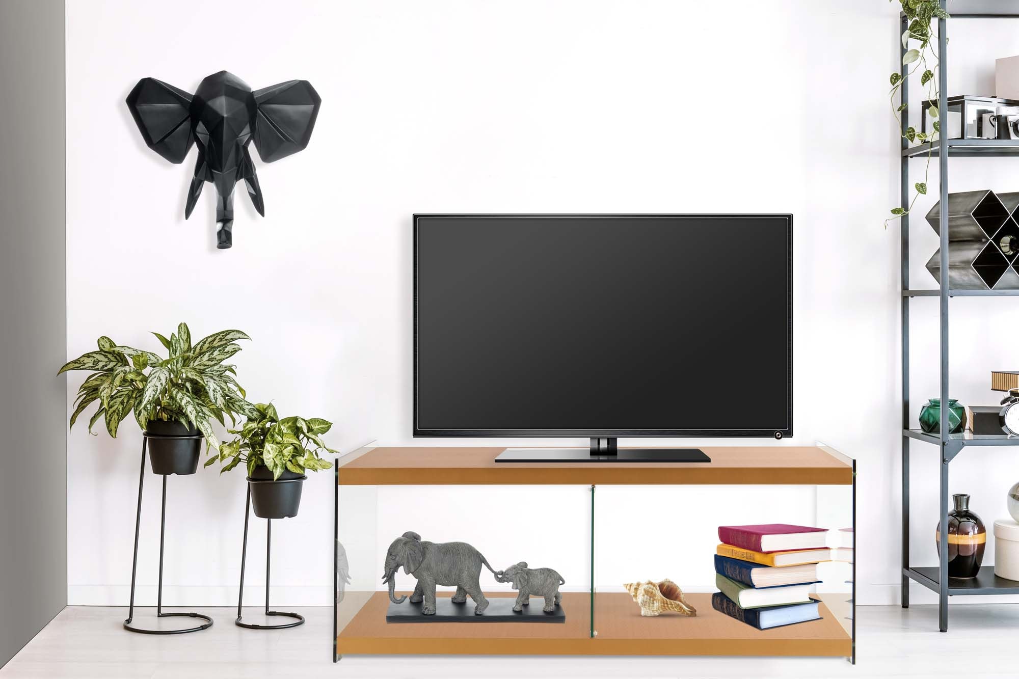 Kayoom TV-Schrank »TV-Tisch Elementary, eckige Form, viel Ablagefläche« 1 Stk. tlg. TV-Tisch, gehärtetes Glas, pflegeleicht