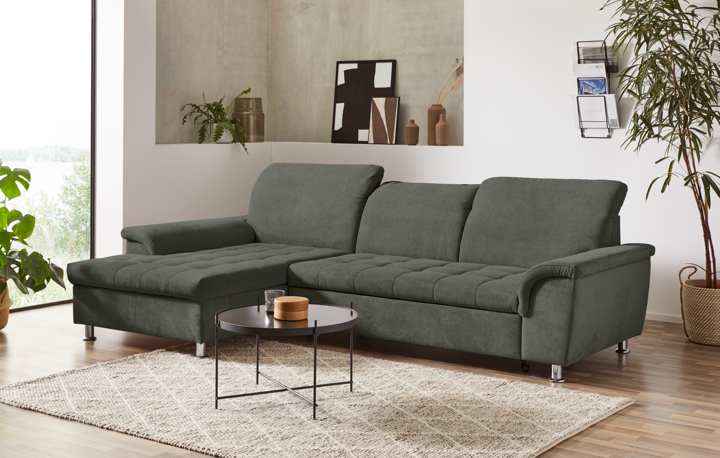 DOMO collection Ecksofa »Franzi, zeitlos und elegant, moderne Sitzheftung, günstig online kaufen