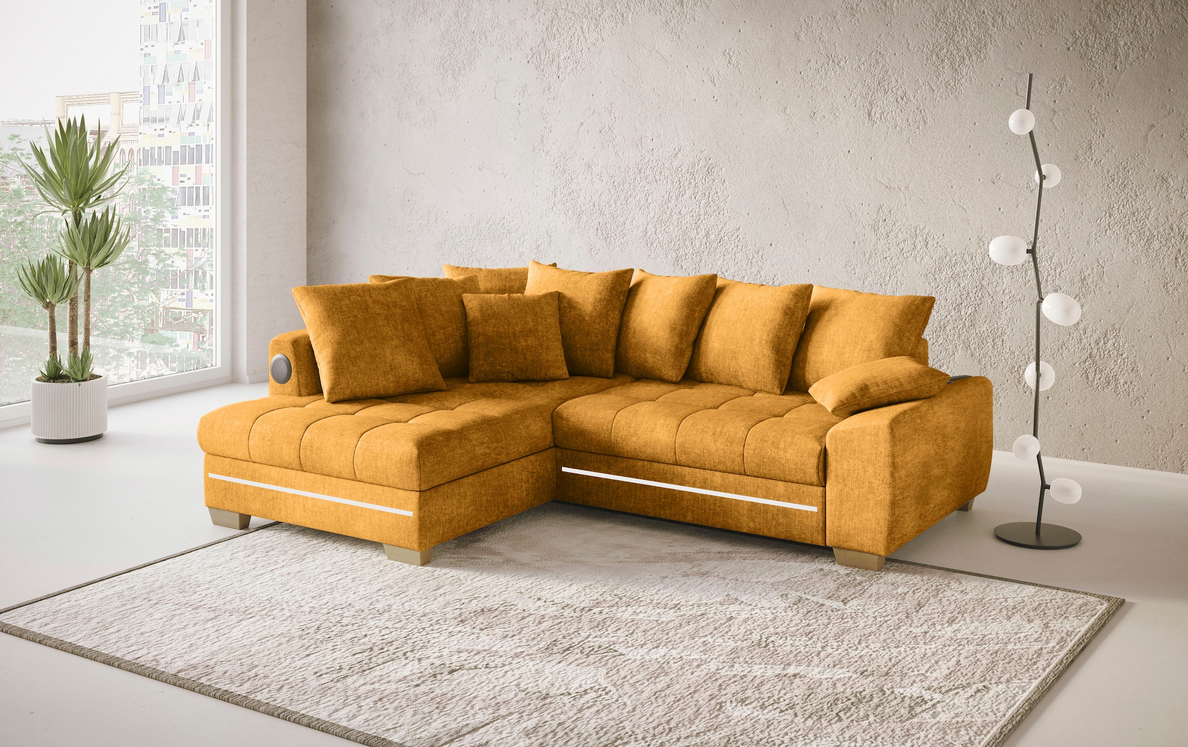Mr. Couch Ecksofa »Nikita II, L-Form«, mit Kaltschaum, RGB-LED, Soundsystem günstig online kaufen