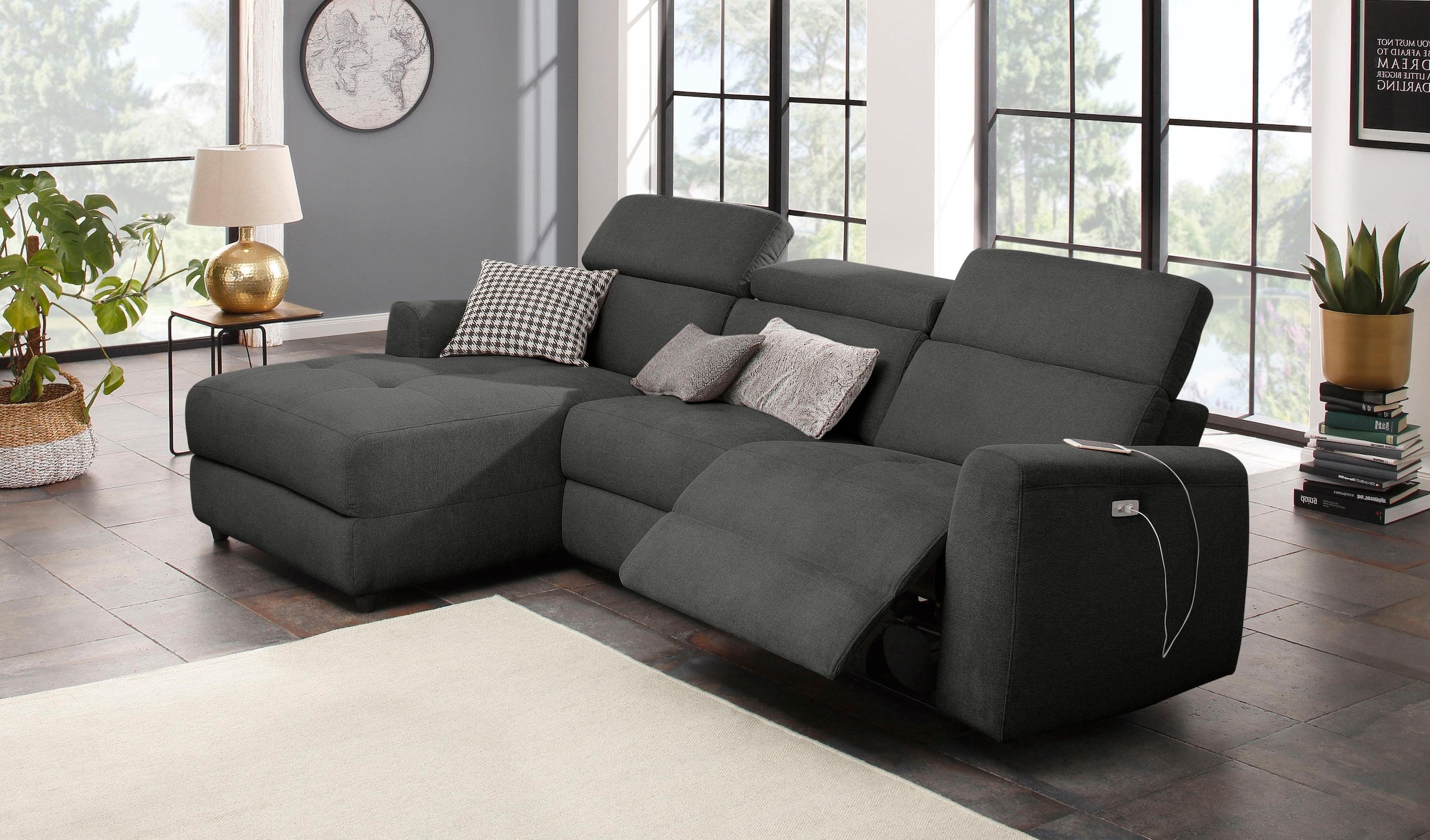 Home affaire Ecksofa »Sentrano, L-Form,«, 275 cm, man. o. elektr. Relaxfunktion und USB/Kopfverstellung