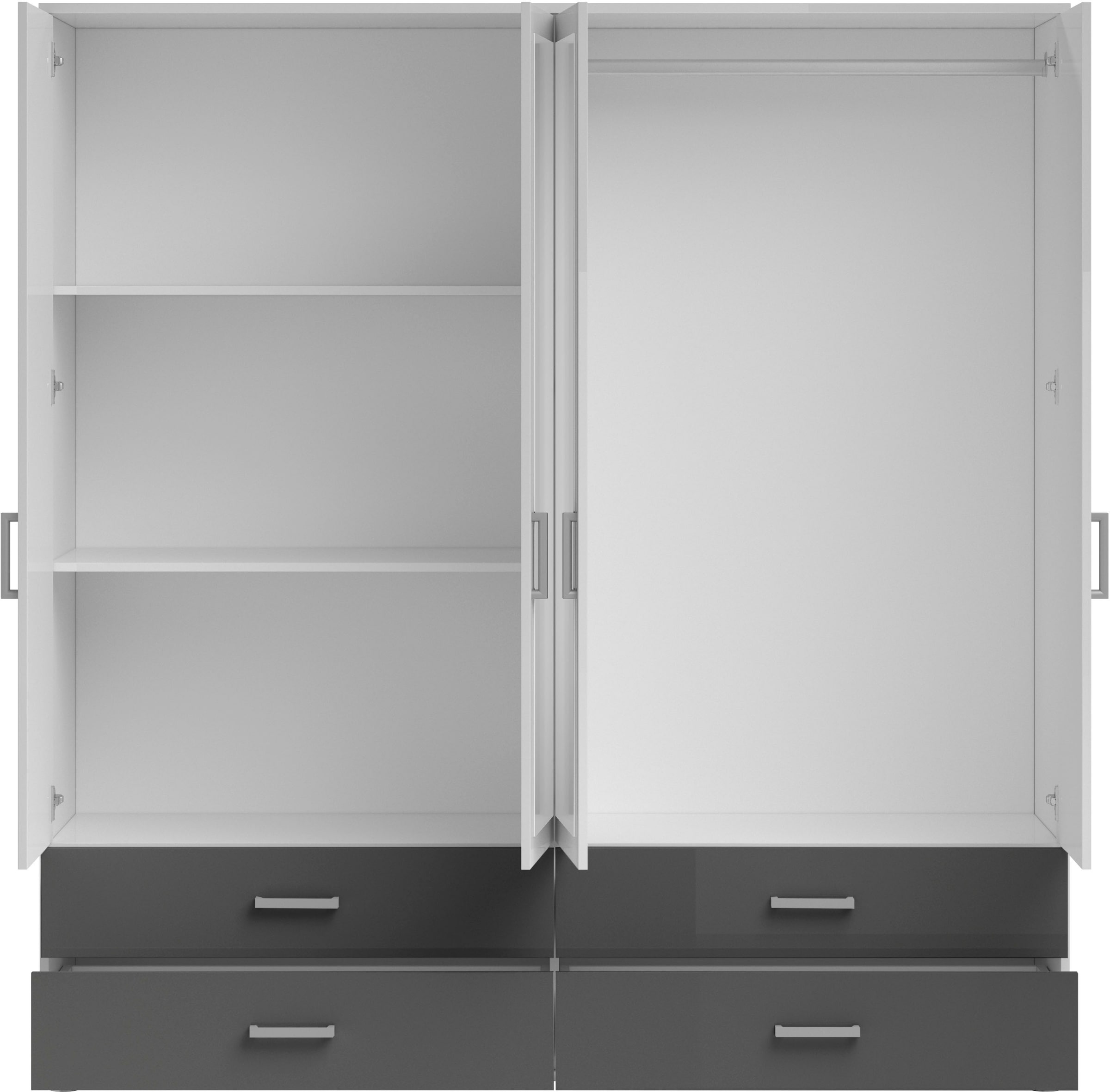 Schlafkontor Drehtürenschrank »Ivar Kleiderschrank mit Spiegel«, inklusive 2 Spiegeltüren und 2 farblich abgesetzten Schubkästen