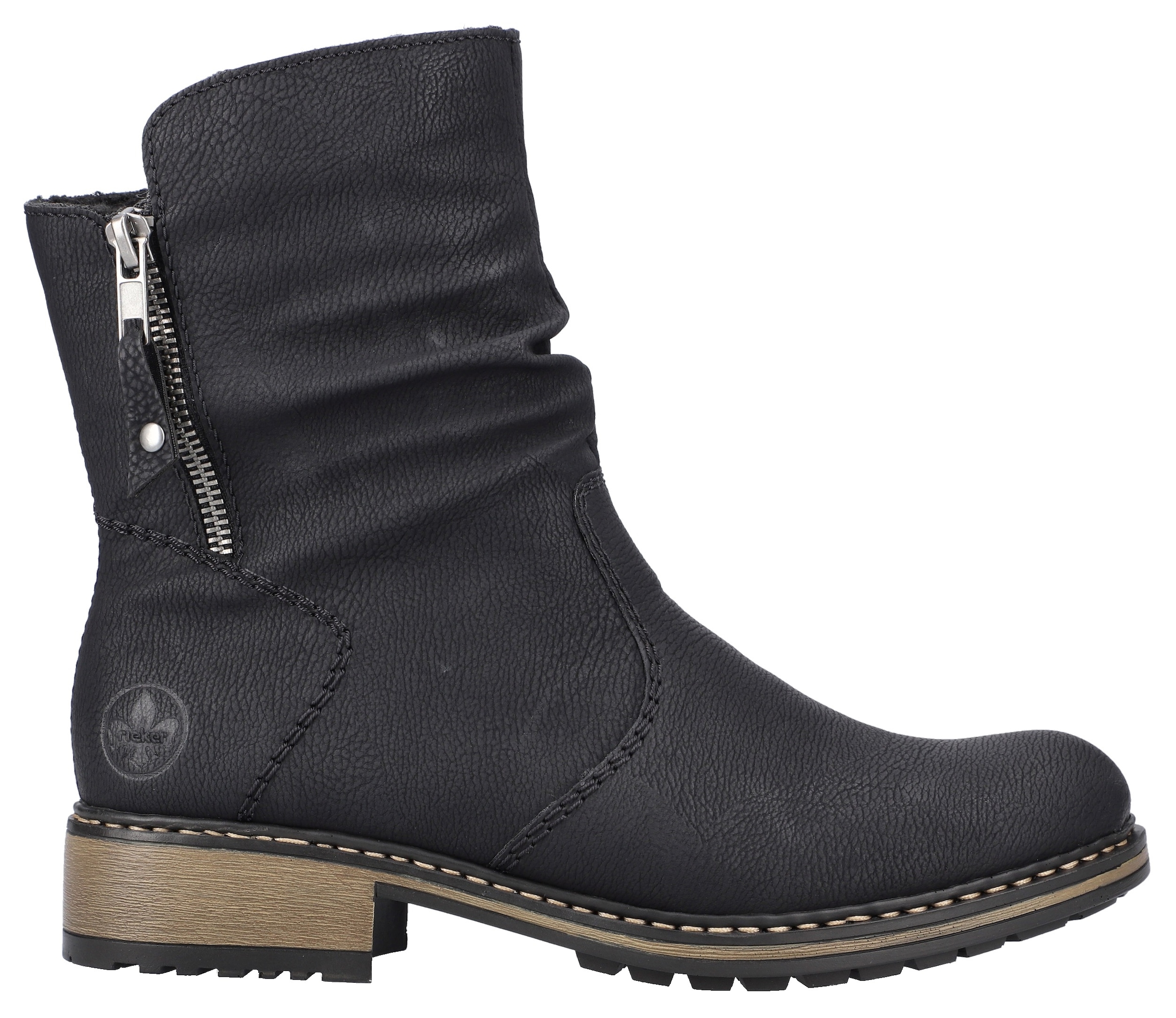 Rieker Winterstiefelette, Winterboots, slouchy Schaft, Blockabsatz in schmaler Form