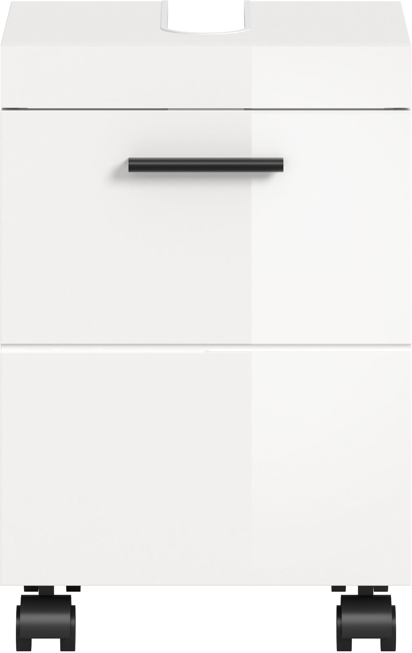 welltime Waschbeckenunterschrank »AVON, Breite 40 cm, 1 Tür, 1 Einlegboden, 2 Fächer« mit Siphonausschnitt 22x8 cm, Rückwand mit Ausschitt,  Badmöbel, Badschrank, Unterschrank, Waschtisch, Kommode, Bad