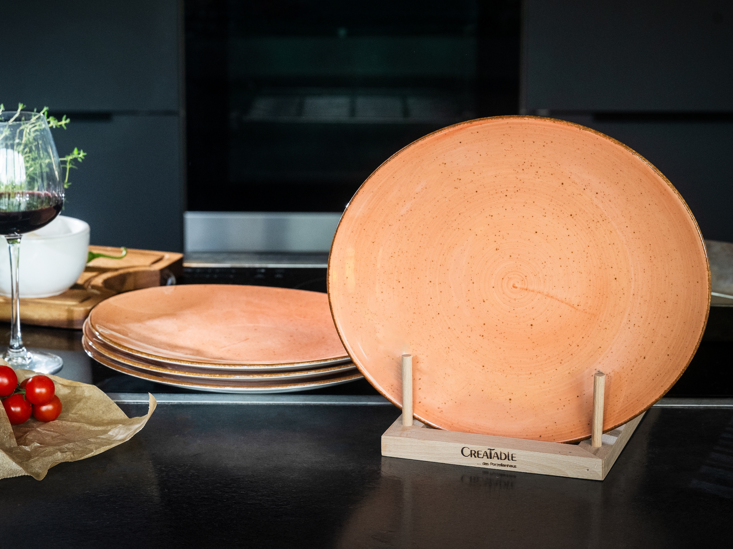 CreaTable Steakteller »Vintage Nature, Teller Set, 4-tlg.« Naturverbundenes Design, Vielseitig einsetzbar