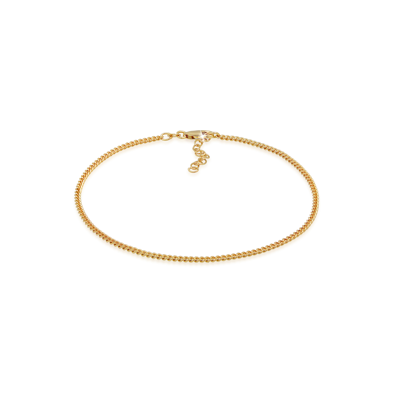 ELLI Fußkette »Panzer Kette Basic Zeitlos 925 Silber« Gold 22 cm Zeitlose Glieder Fußkette für Damen