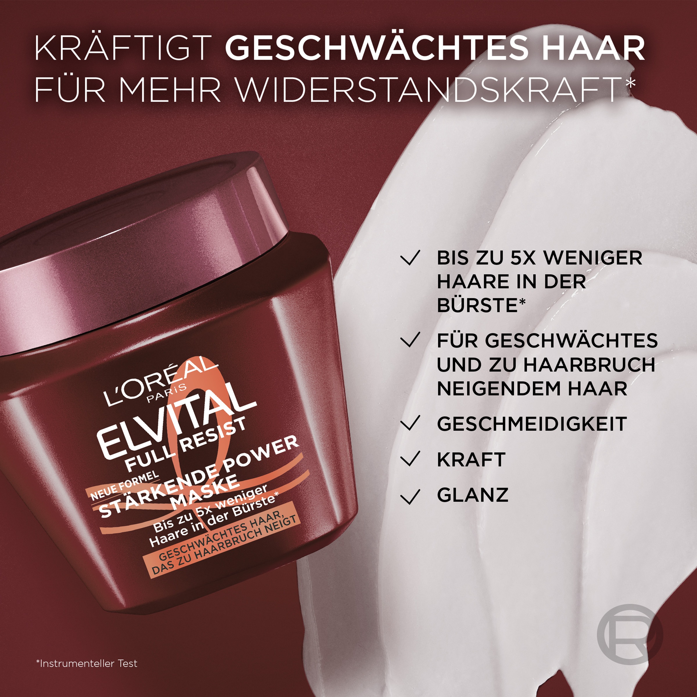 L'ORÉAL PARIS Haarmaske »ELVITAL FULL RESIST MASKE« für geschwächtes Haar, das zu Haarbruch neigt