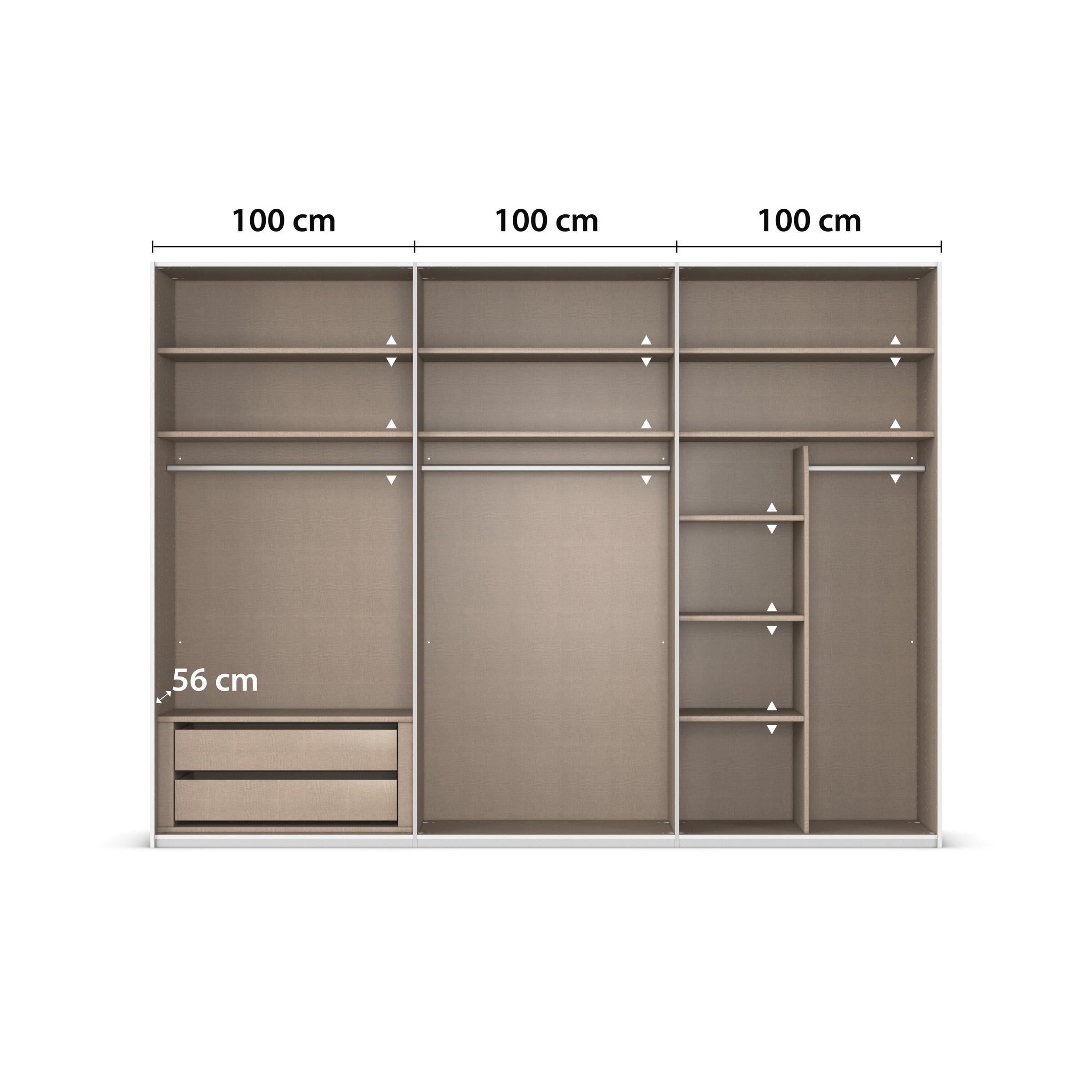 rauch Schwebetürenschrank »Kleiderschrank Schrank Garderobe Schlafzimmerschrank CONTIDO«, (in 3 verschiedenen Ausstattungen BASIC/CLASSIC/PREMIUM), aus hochwertigem Material in 6 Breiten 2 Griff-Farben MADE IN GERMANY
