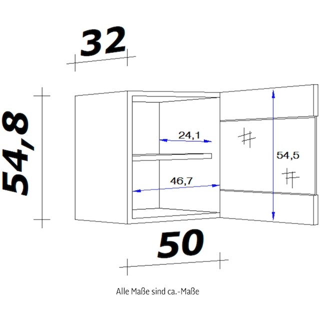 Flex-Well Glashängeschrank »Kopenhagen«, (B x H x T) 50 x 54,8 x 32 cm, mit  Stollenglastüren online bestellen