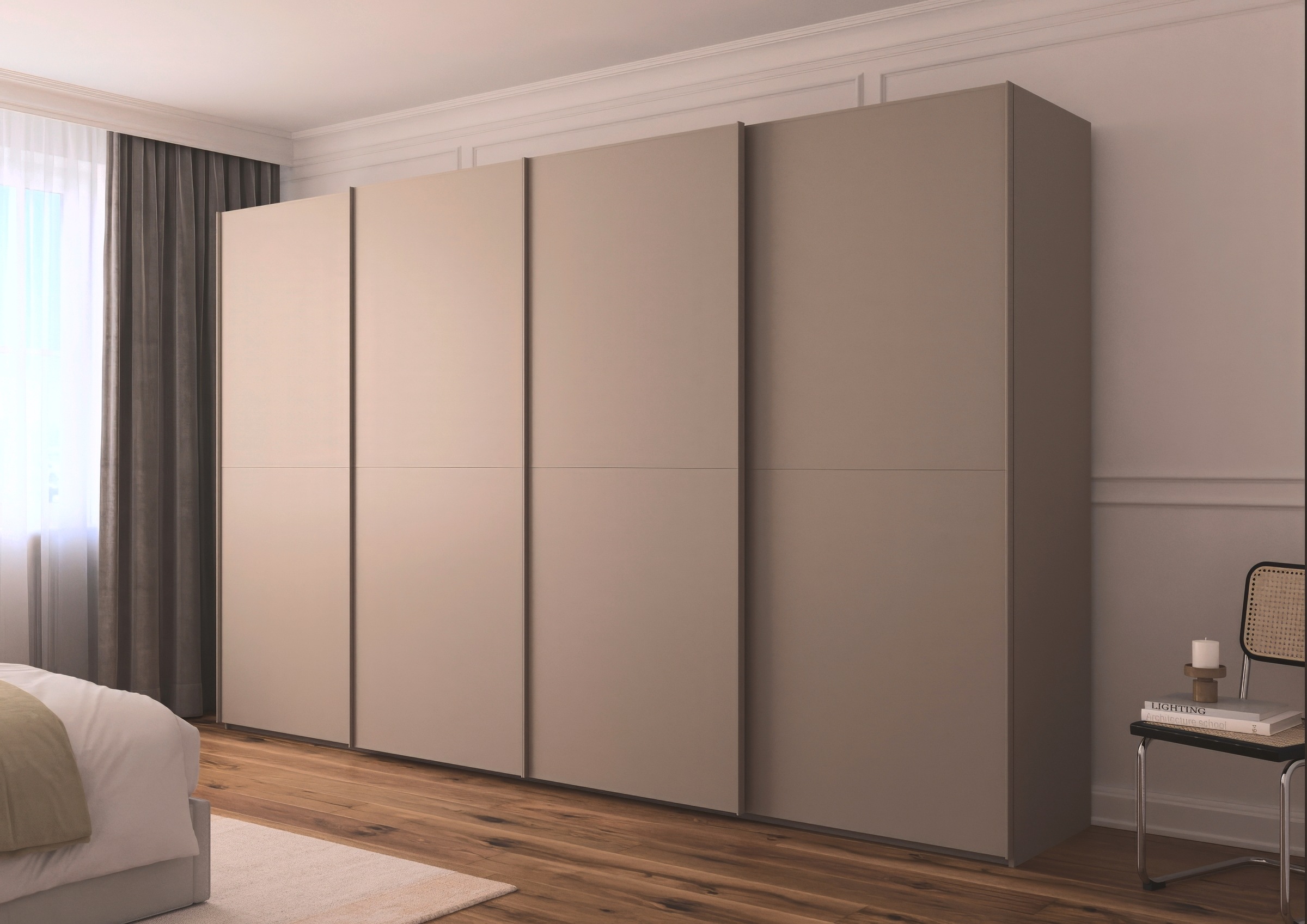 rauch Schwebetürenschrank »Kleiderschrank Schrank Garderobe Schlafzimmerschrank SCALE-DUO«, edle zweigeteilte Türen und 3 Zierleisten MADE IN GERMANY