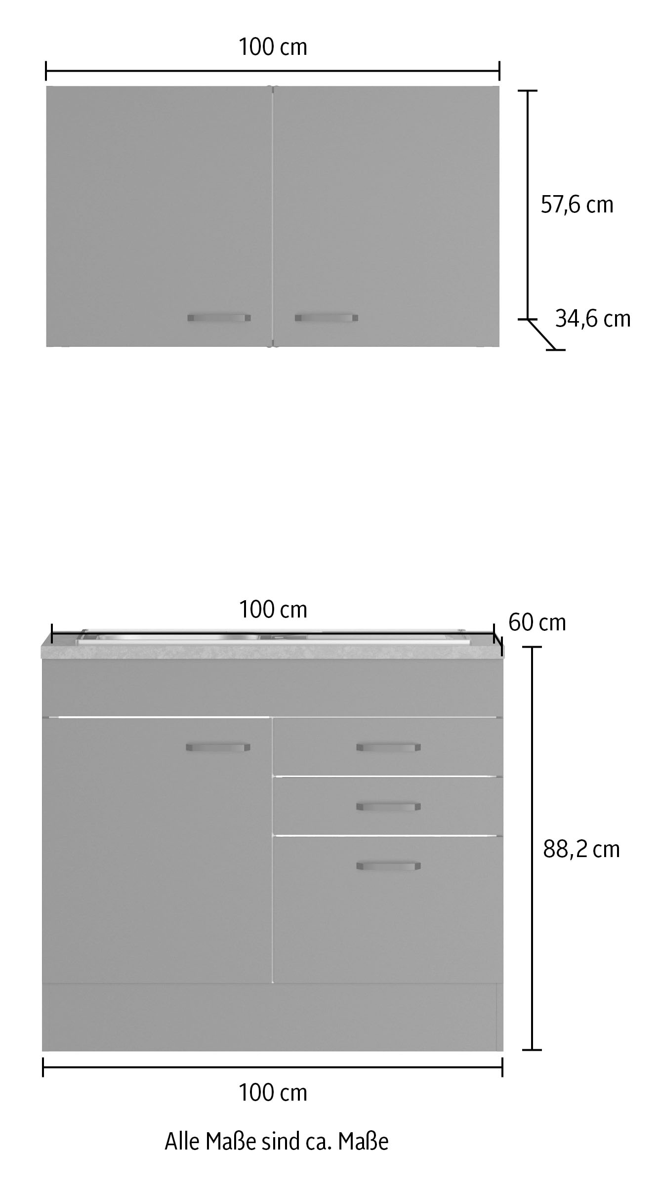 OPTIFIT Pantryküche »OPTImulti« Breite 100 cm, Tiefe 60 cm, mit Edelstahlspüle