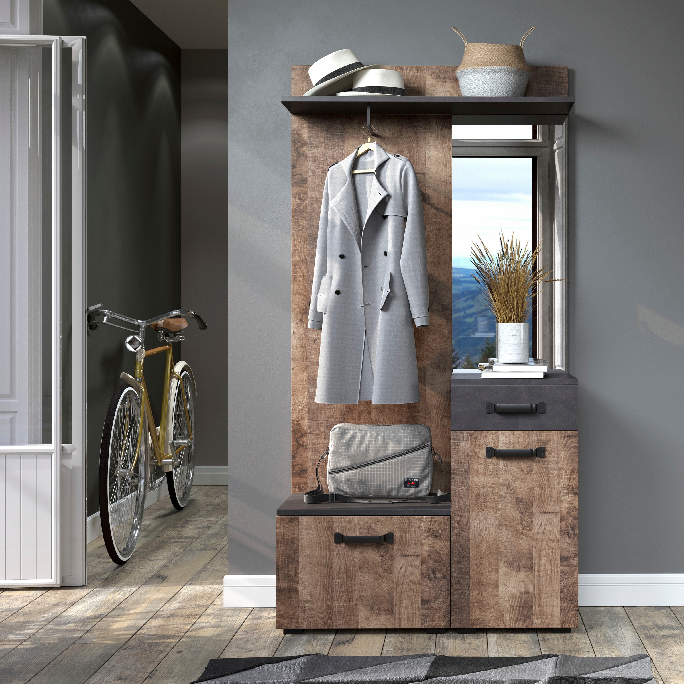 Home affaire Garderobenschrank "Saragossa", Kompaktgarderobe, Tür, Schublad günstig online kaufen