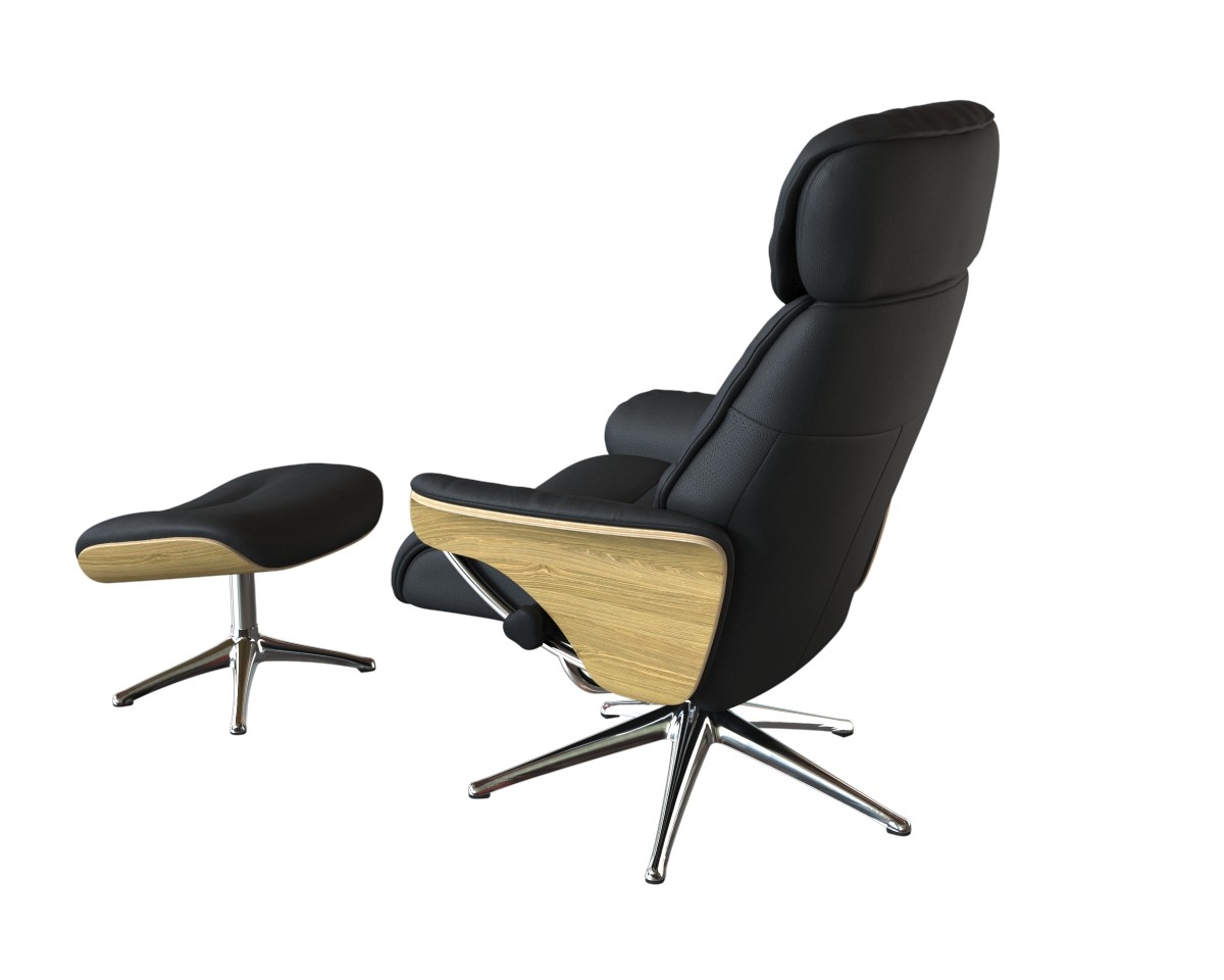 FLEXLUX Relaxsessel »Aarhus, Funktionsessel, Polstersessel, Armlehne, TV-Fernsehsessel,«, Relaxfunktion & Kopf- Rückenverstellung, Armlehne Eiche, Fuß Alu
