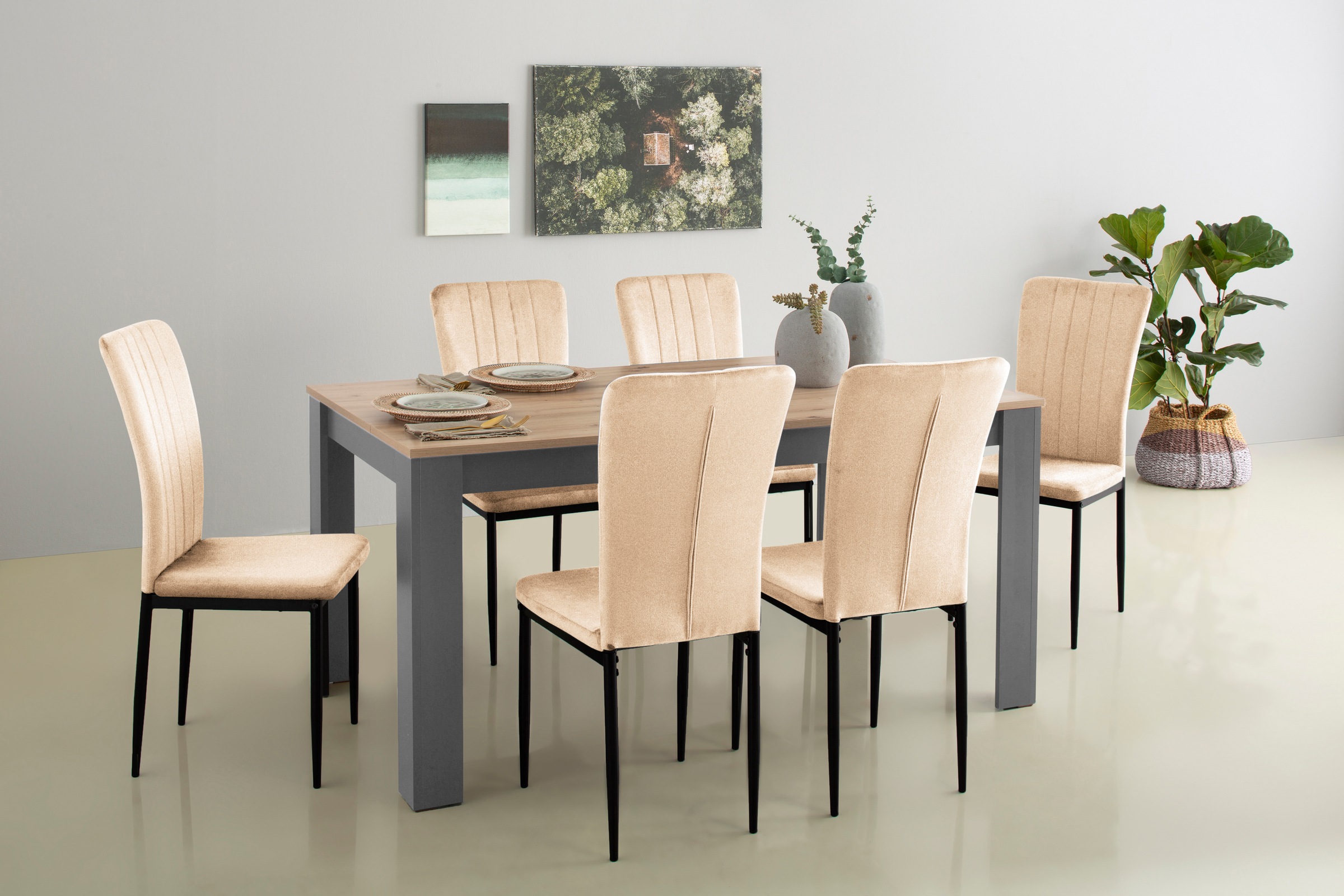 Home affaire Essgruppe »Bergamo Tisch Stühle Speisezimmer Bestseller« Set, günstig online kaufen