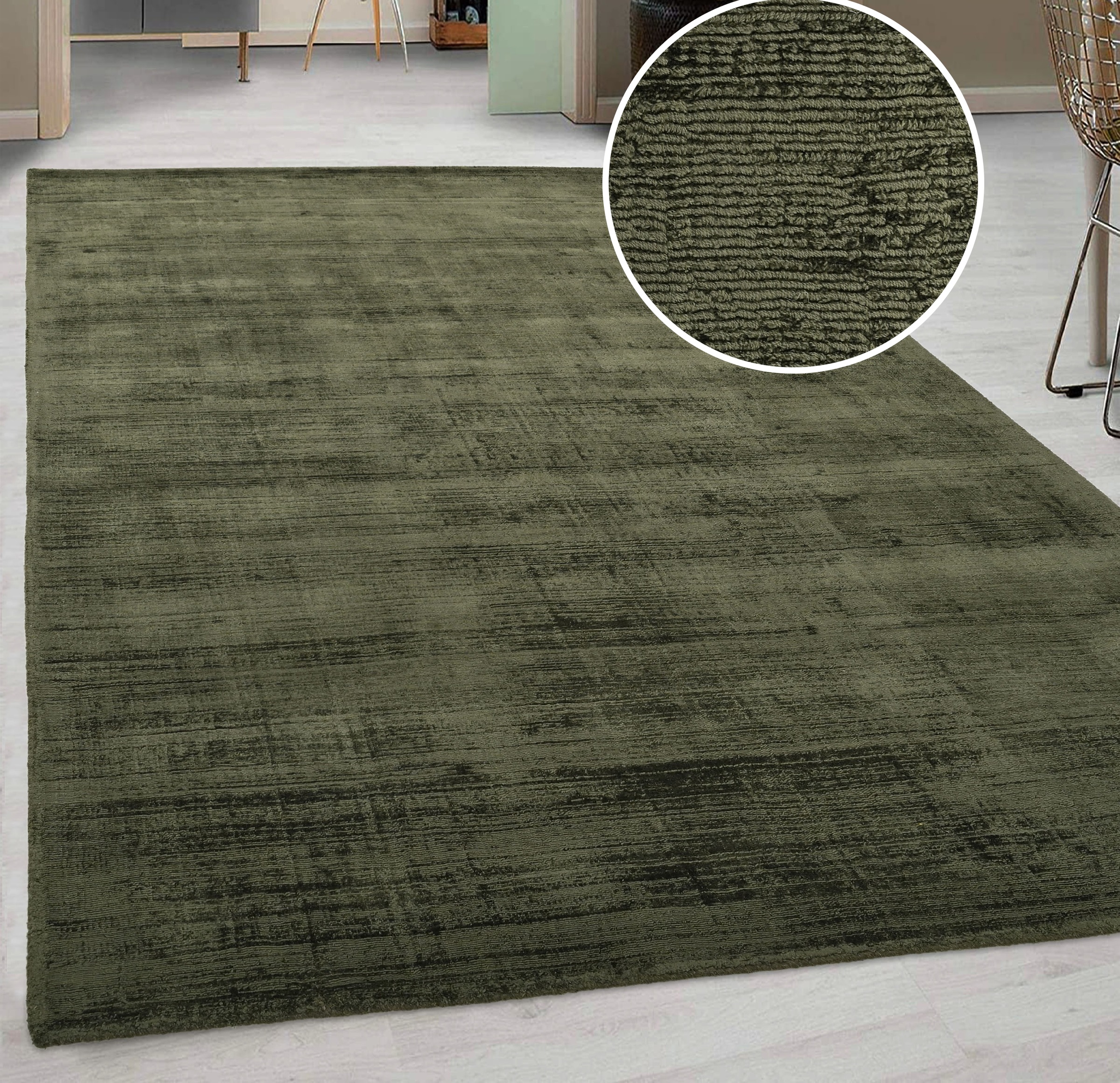 Leonique Teppich »Soley, Kurzflor-Teppiche, handgewebter Viskose-Teppich«, rechteckig, 12 mm Höhe, farblich changierend, Handweb, Wohnzimmer, Schlafzimmer, Esszimmer