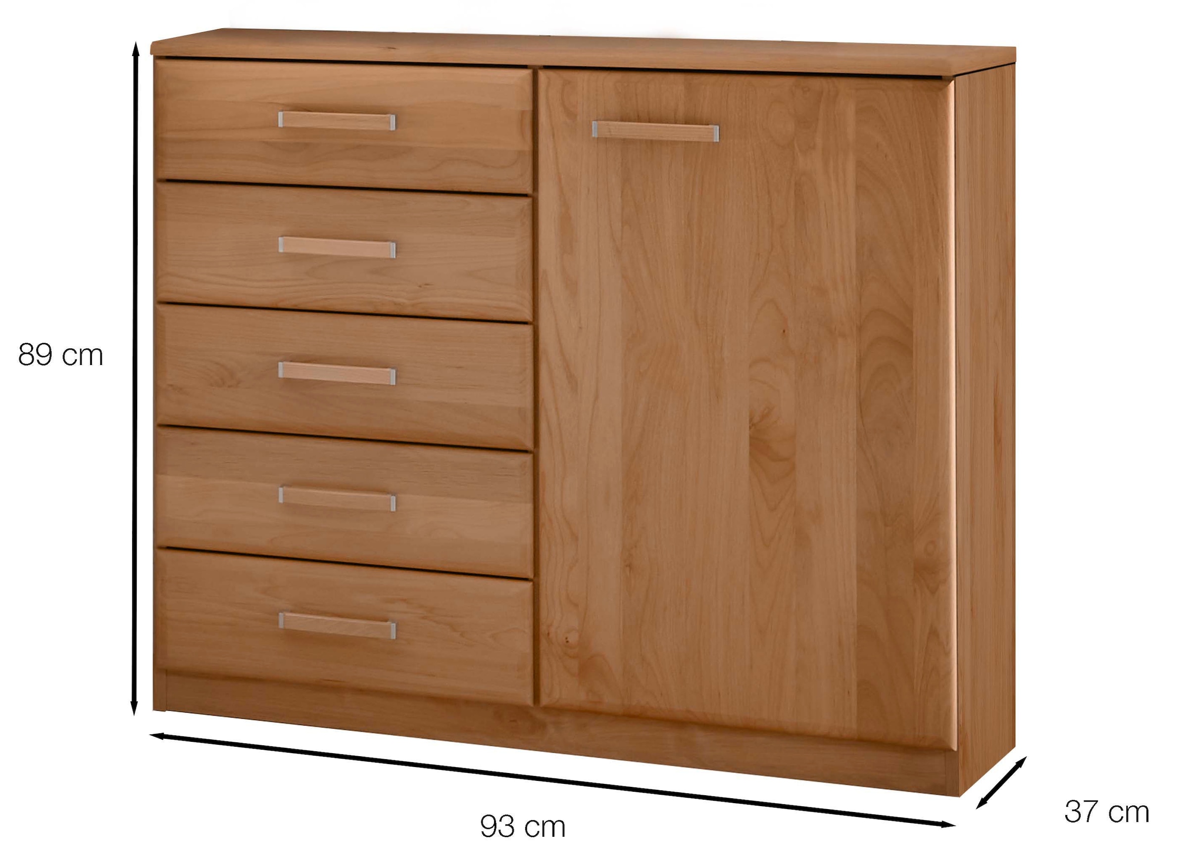 WIEMANN Kombikommode »Lausanne, Drehtürenschrank, Schrank, Wäscheschrank, Erle teilmassiv« 2 Breiten, 2 Höhen 216/236 cm auswählbar, MADE IN GERMANY,  Made in Germany,i nklusive 1 Einlegeboden, wird montiert geliefert