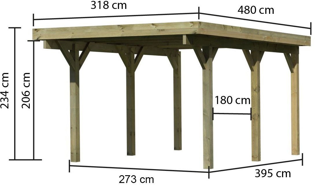 Karibu Einzelcarport »Classic 1«, Holz, 250 cm, braun