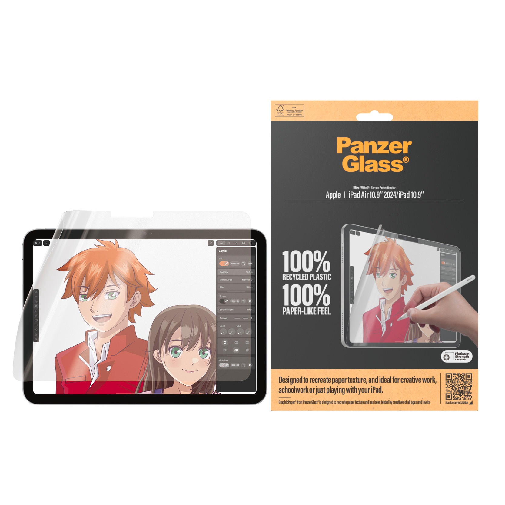PanzerGlass Displayschutzfolie »Ultra Wide Fit GraphicPaper Screen Protector« für Apple iPad Air 10.9 2024;Apple iPad 10.9 Schutzfolie, Bildschirmschutz, kratzfest, paperfeel, papierähnlich