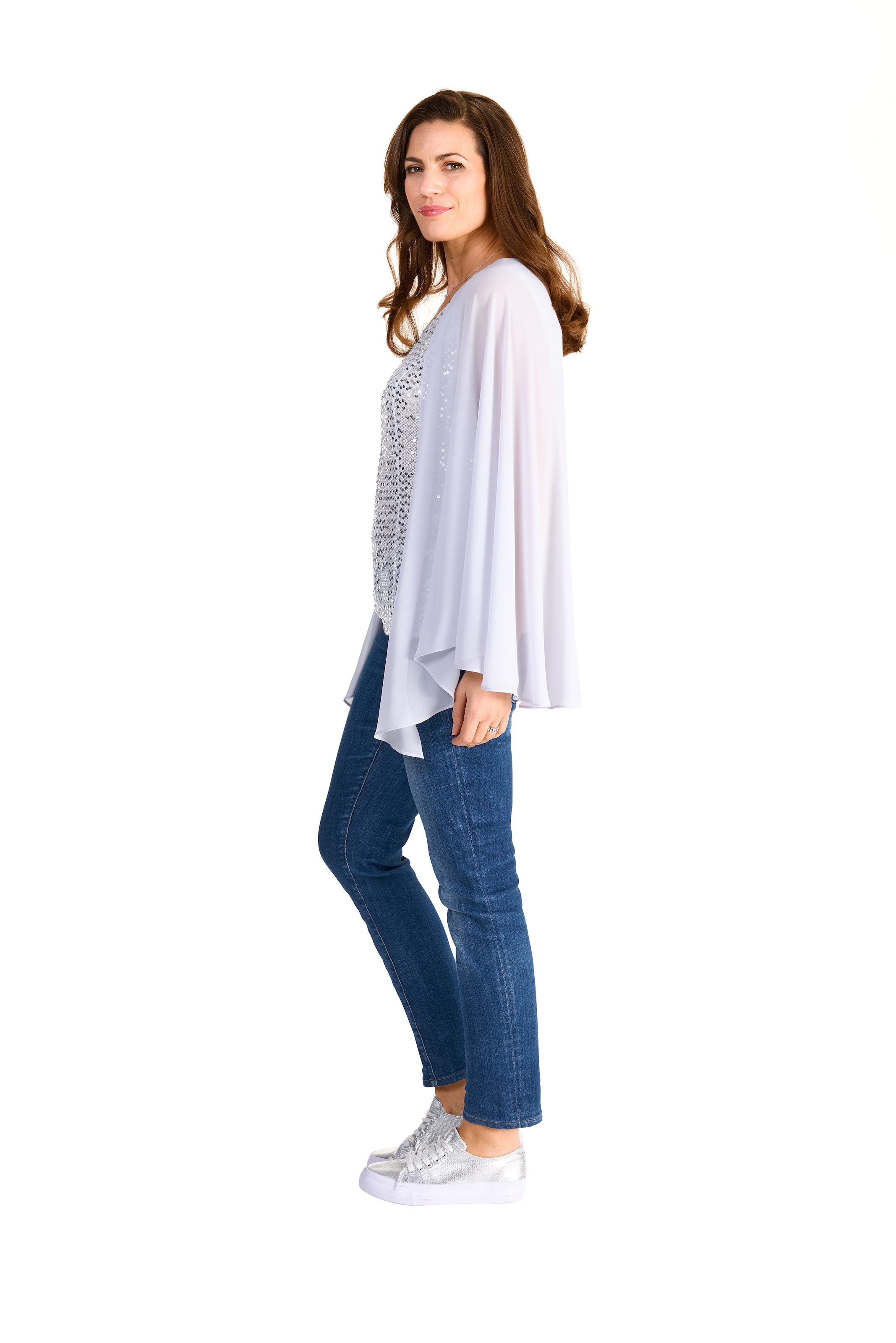 HERMANN LANGE Collection Fledermausshirt, mit Pailleten und im Lagenlook