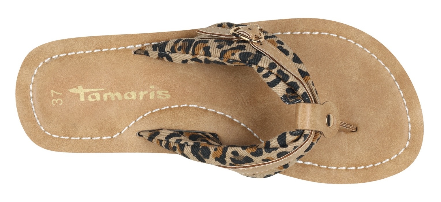 Tamaris Zehentrenner »AVRIL«, Sommerschuh, Flats, Schlappen mit T-Logoanhänger