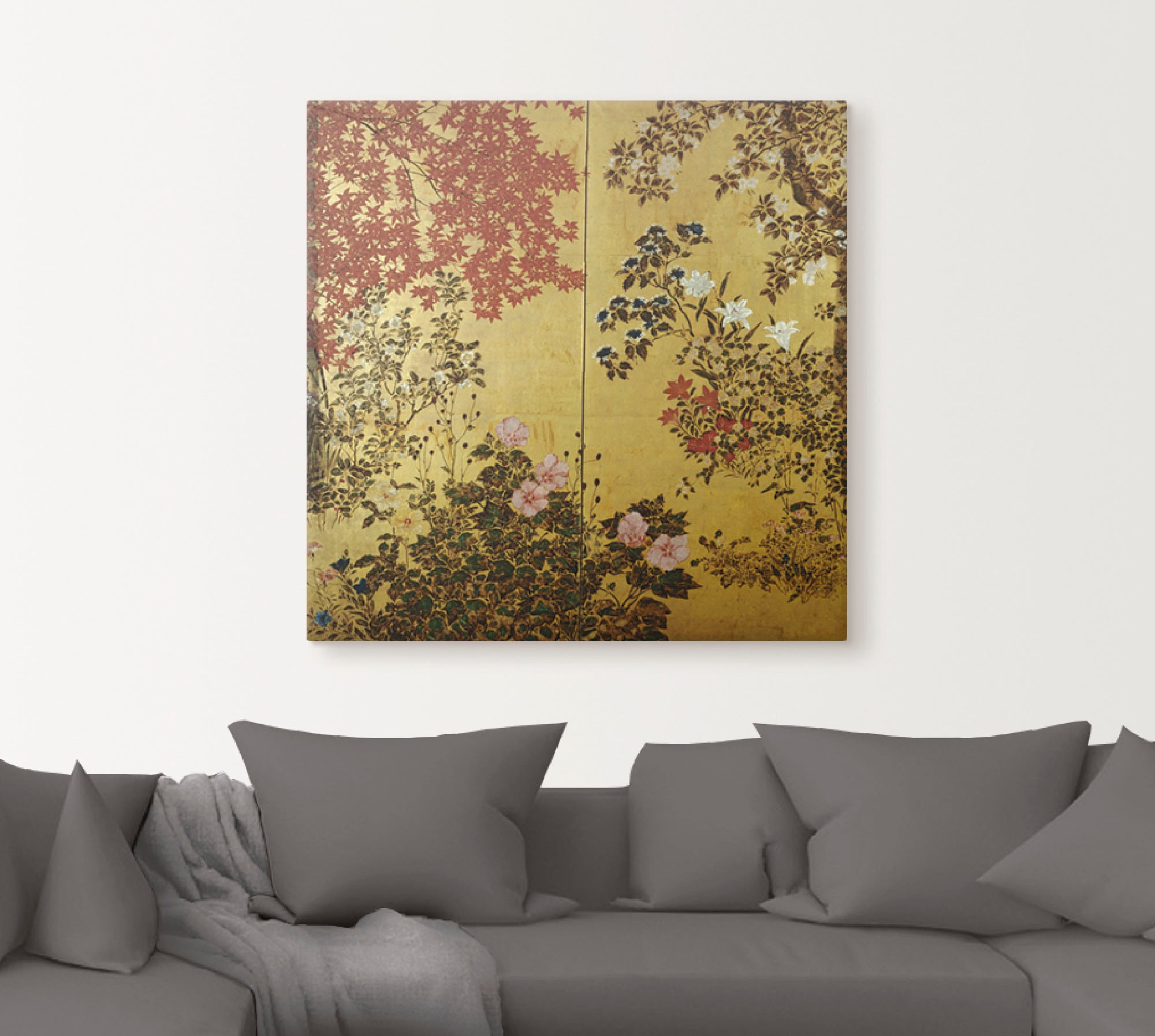 Artland Wandbild »Japanischer Wandschirm 18. Jahrhundert« Pflanzen 1 Stk. t günstig online kaufen