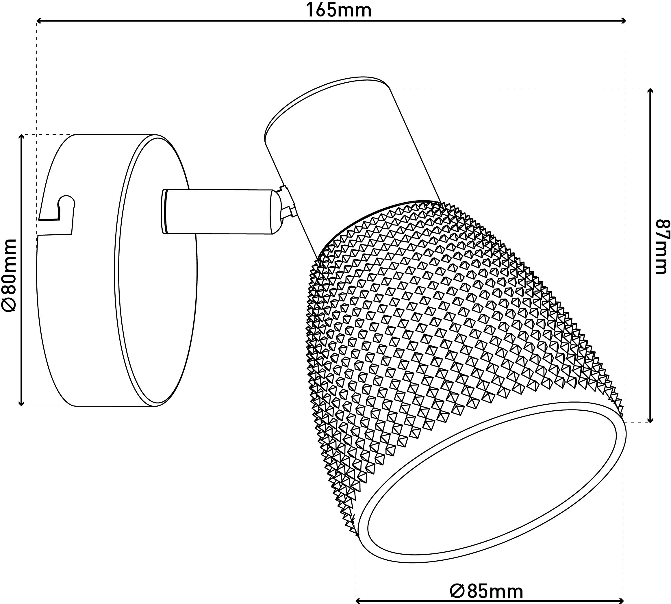 näve Wandleuchte »Lindita« E14 1 Stk. 1er Spot, Relief-Glasschirm smokey, Gestell messing matt, 1x E14 exkl.