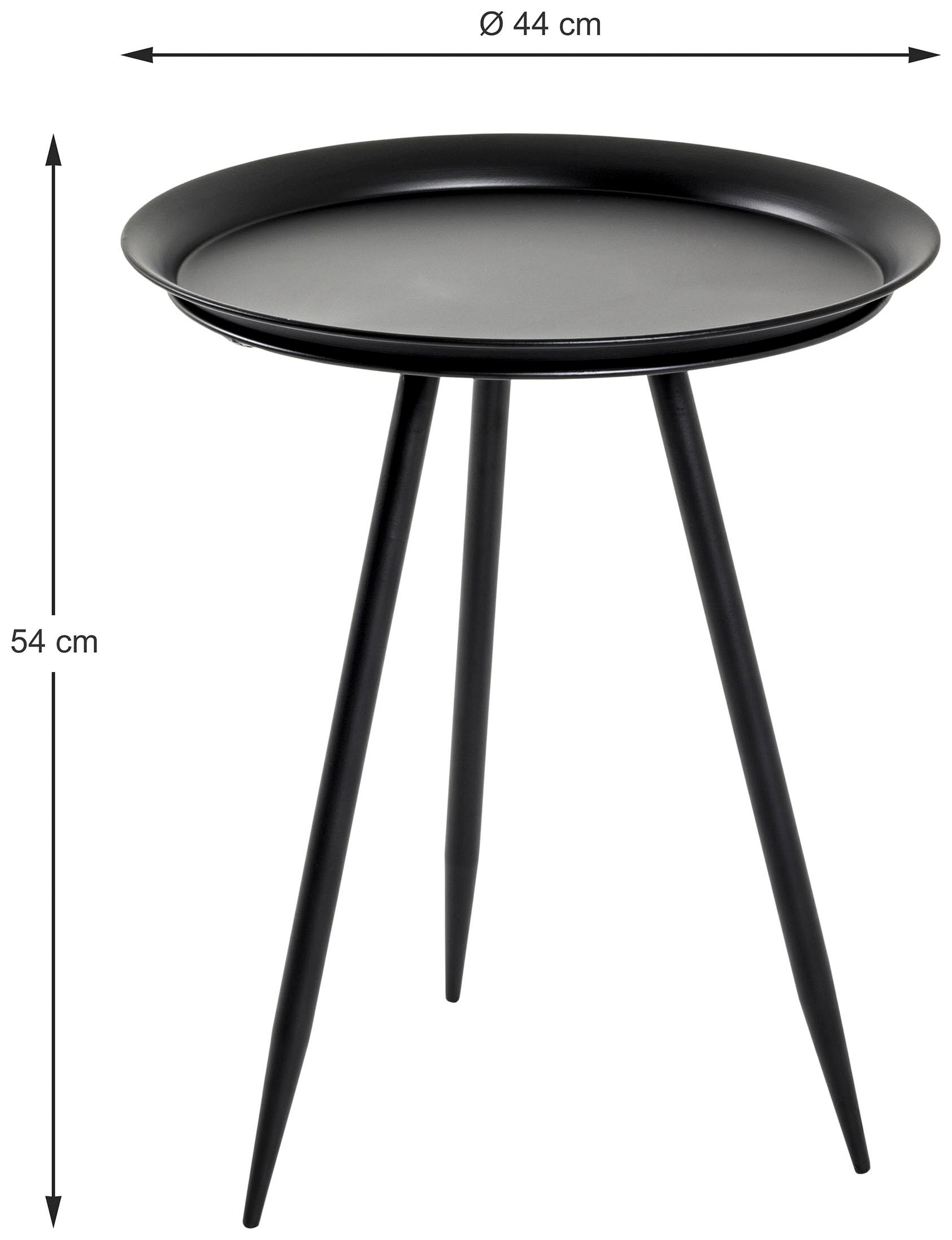 HAKU Beistelltisch »Sofatisch, Wohnzimmertisch« 1 Stk. tlg. rund - aus Metall Schwarz - Ø/H 44/54 cm